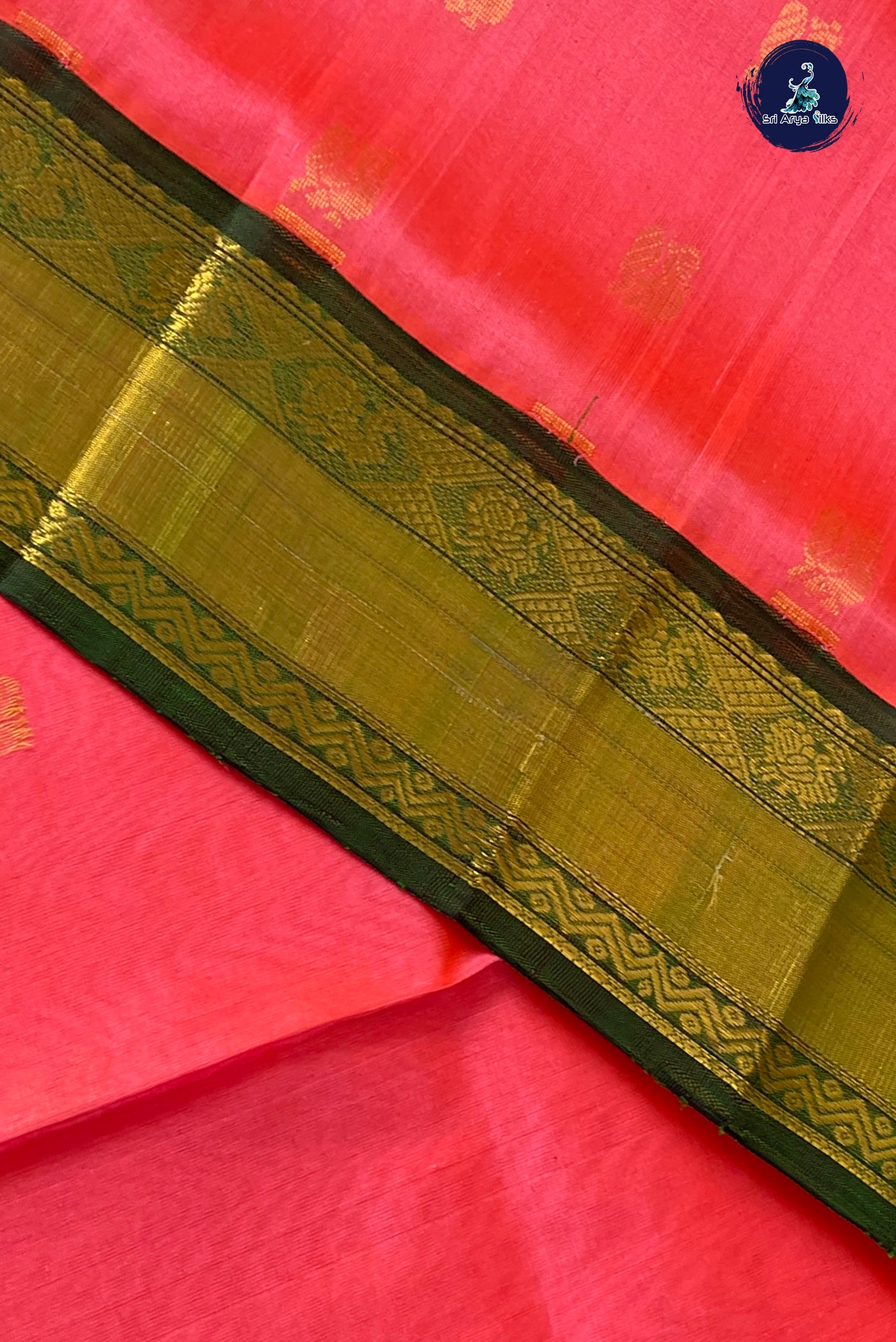 Pink Korvai Silk Cotton Saree With Zari Buttas Pattern