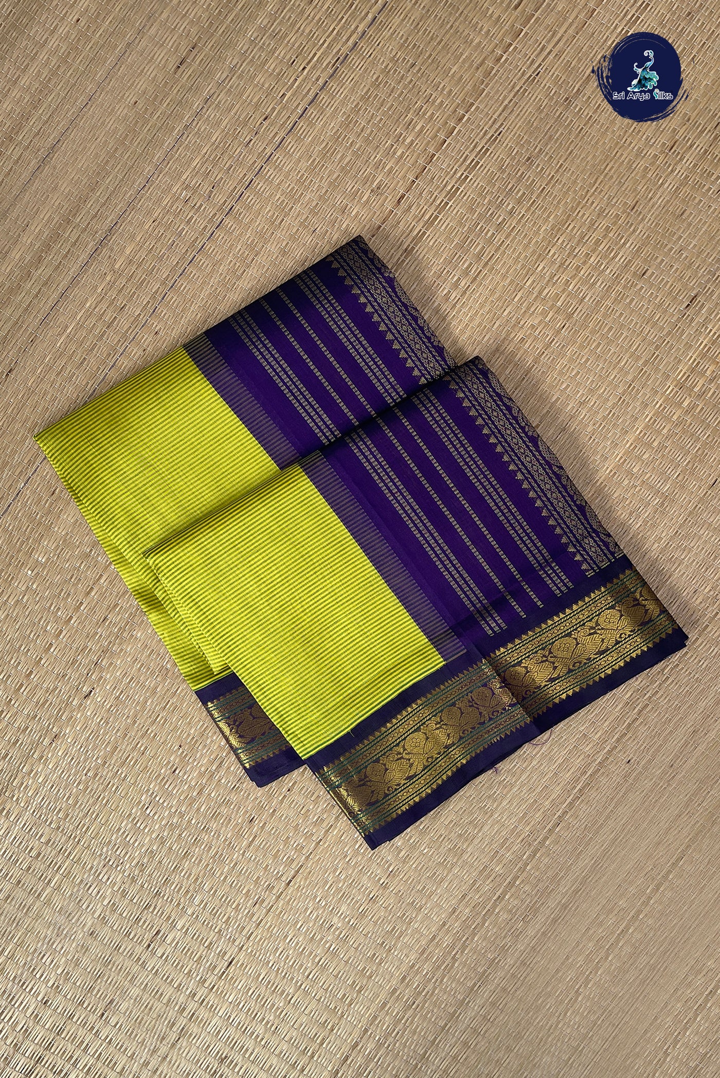 Multi Colour Korvai Silk Cotton Saree With Stripes Pattern