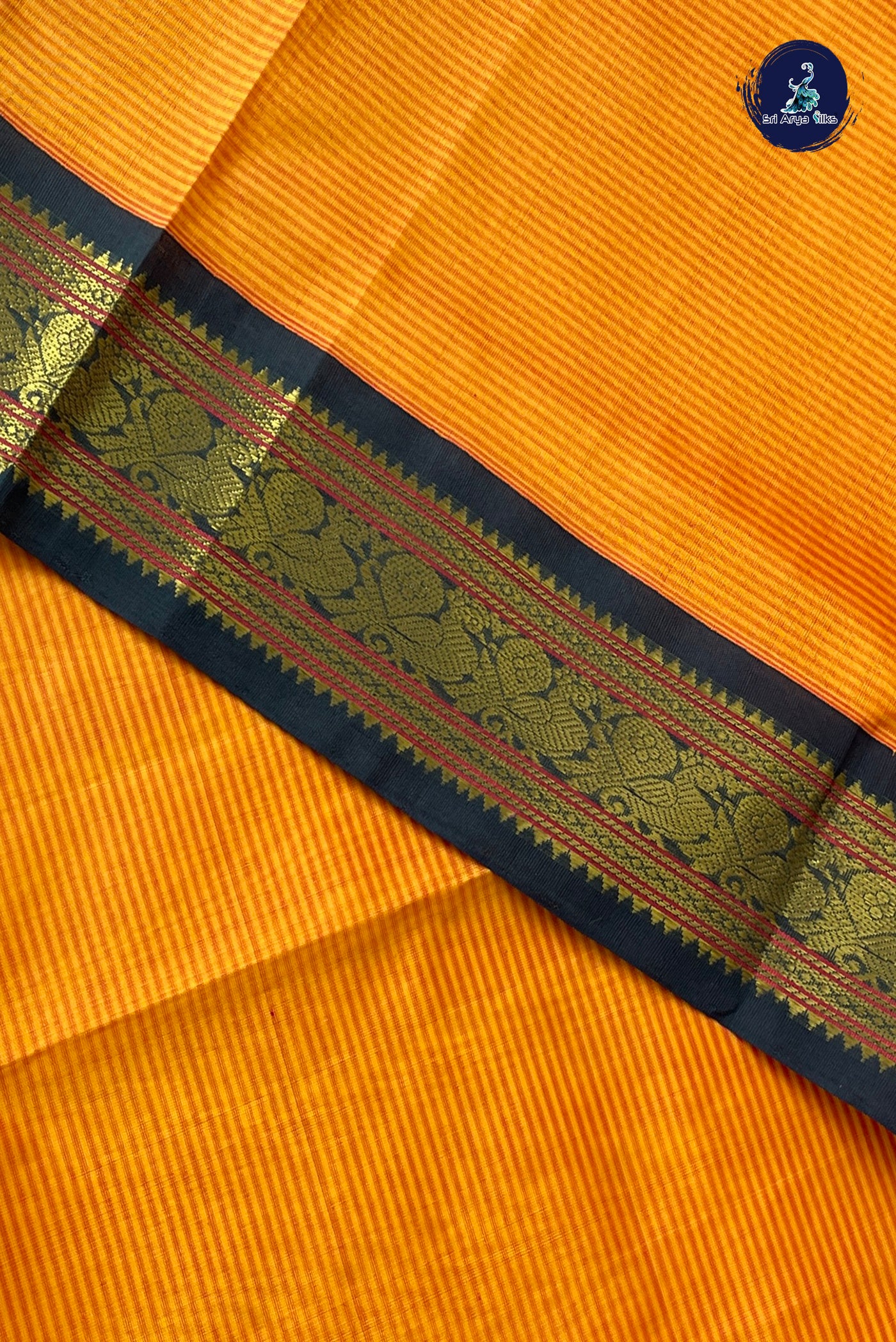 Multi Colour Korvai Silk Cotton Saree With Stripes Pattern
