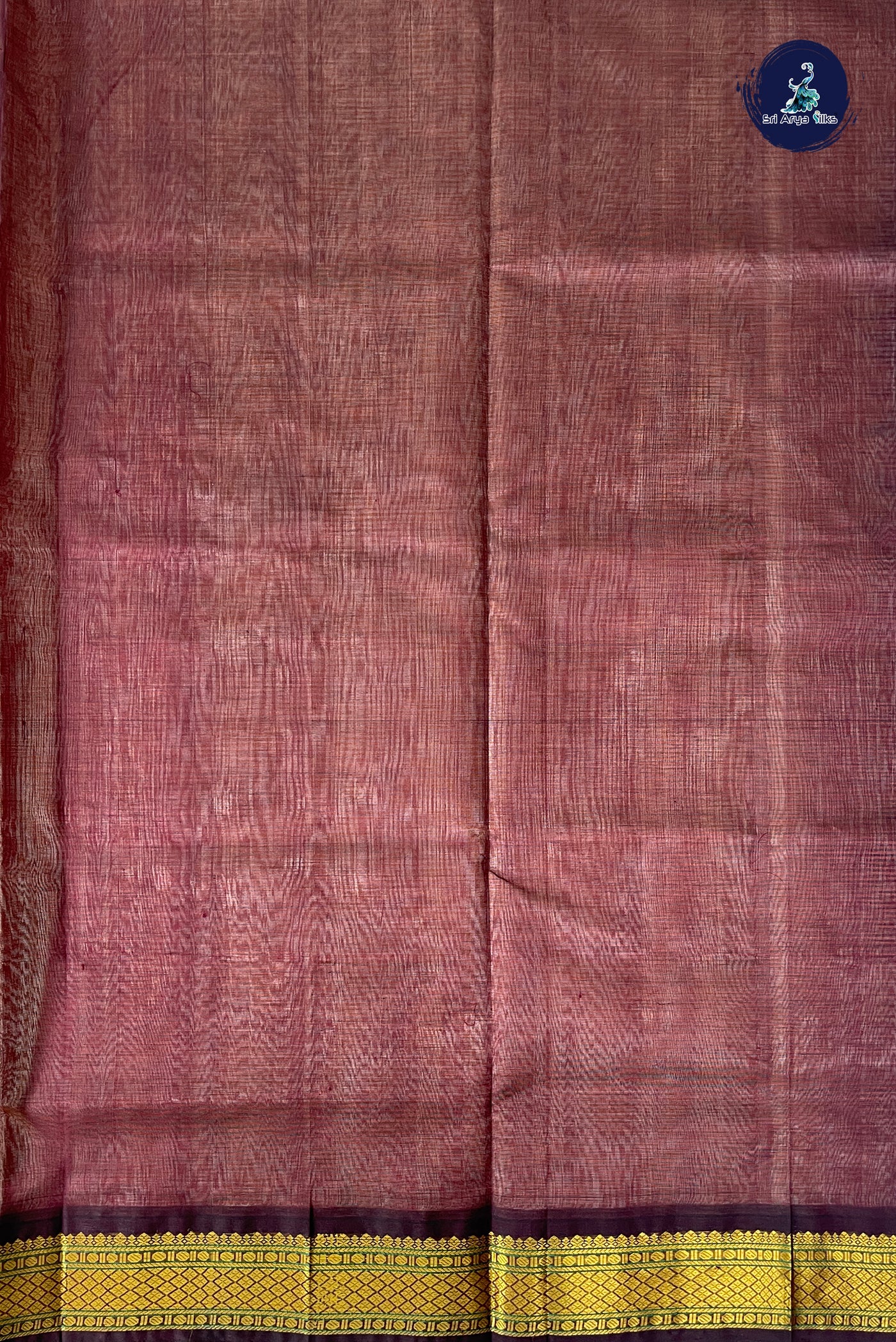 Fawn Korvai Silk Cotton Saree With Stripes Pattern