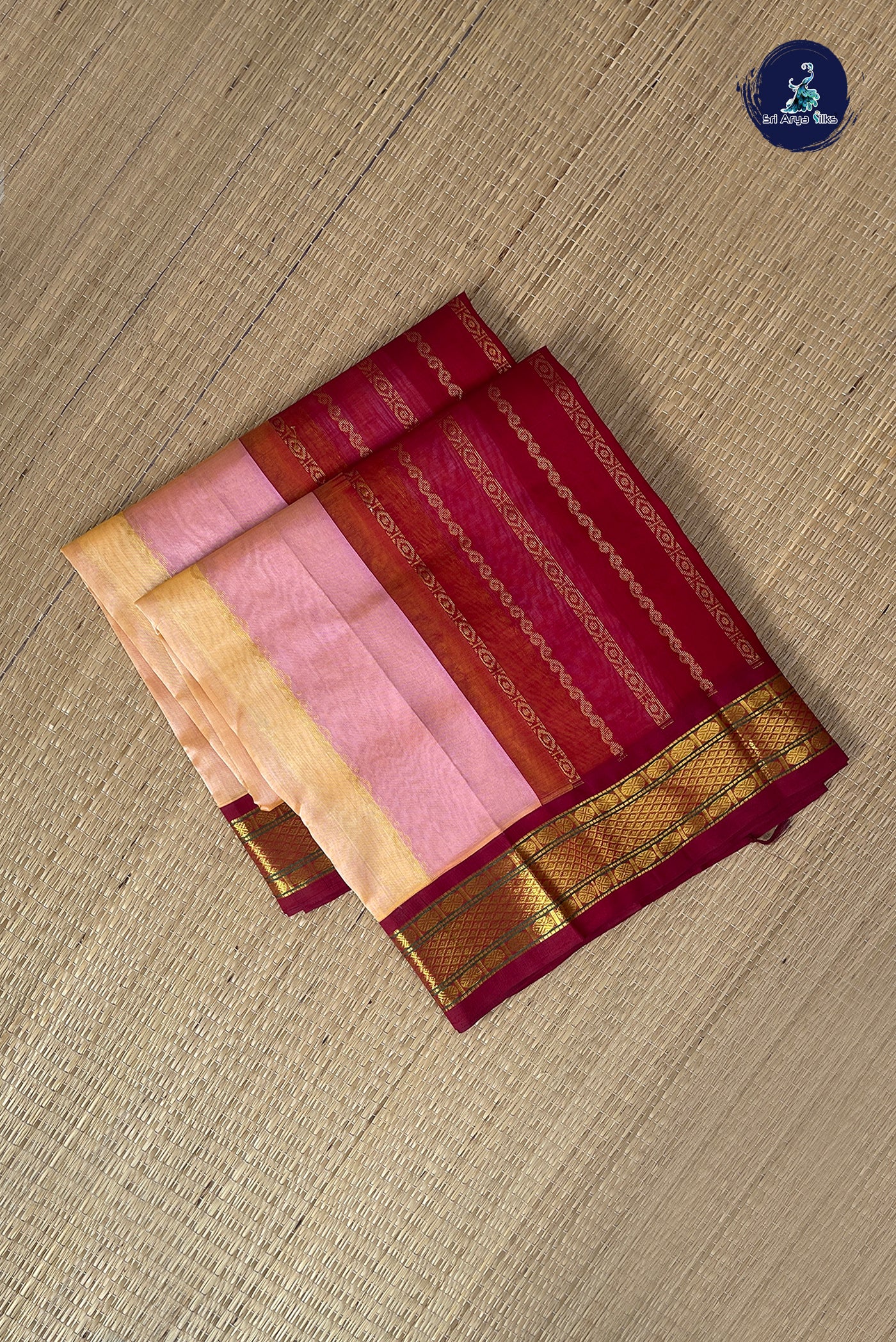 Multi Colour Korvai Silk Cotton Saree With Stripes Pattern