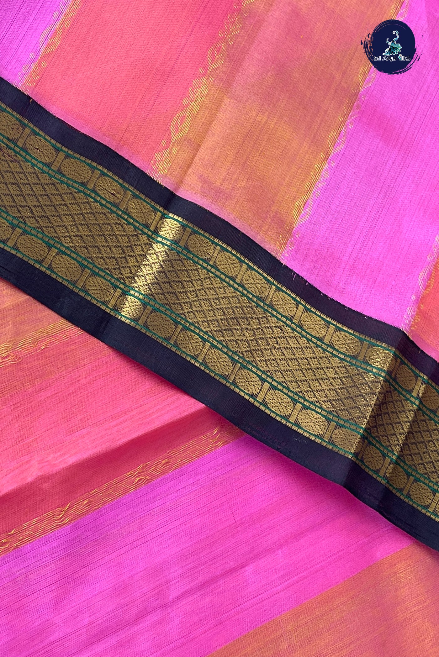 Multi Colour Korvai Silk Cotton Saree With Stripes Pattern