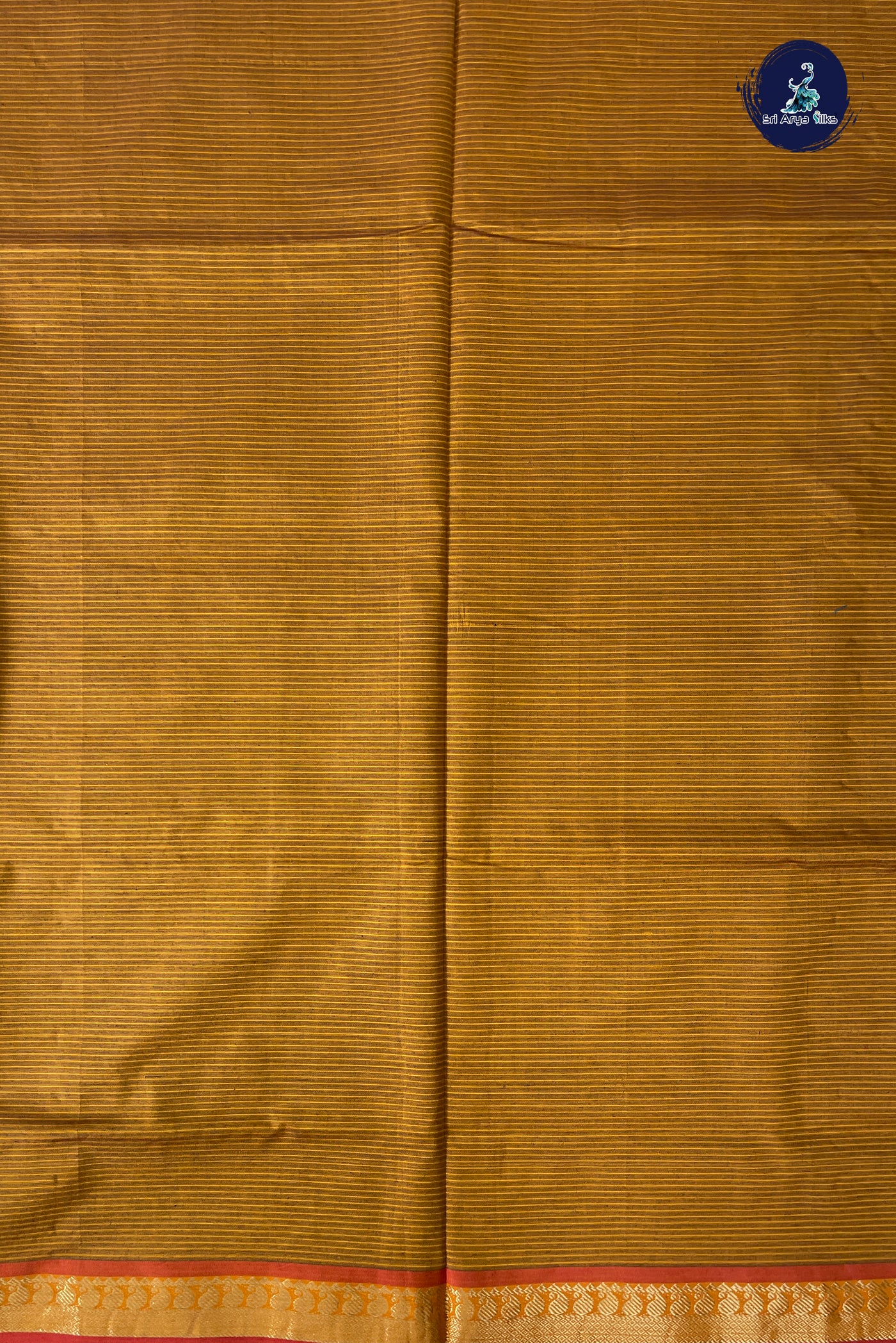 Green Half Pure Silk Cotton Saree With Doria Lines Pattern