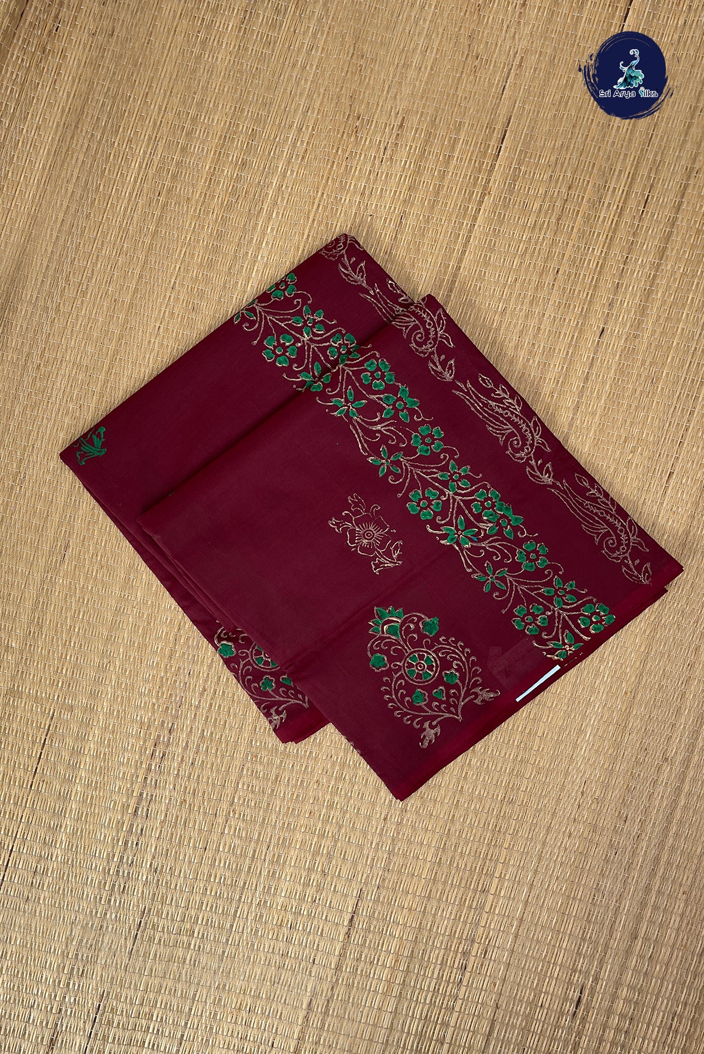 Brown Half Pure Silk Cotton Saree With Printed Pattern