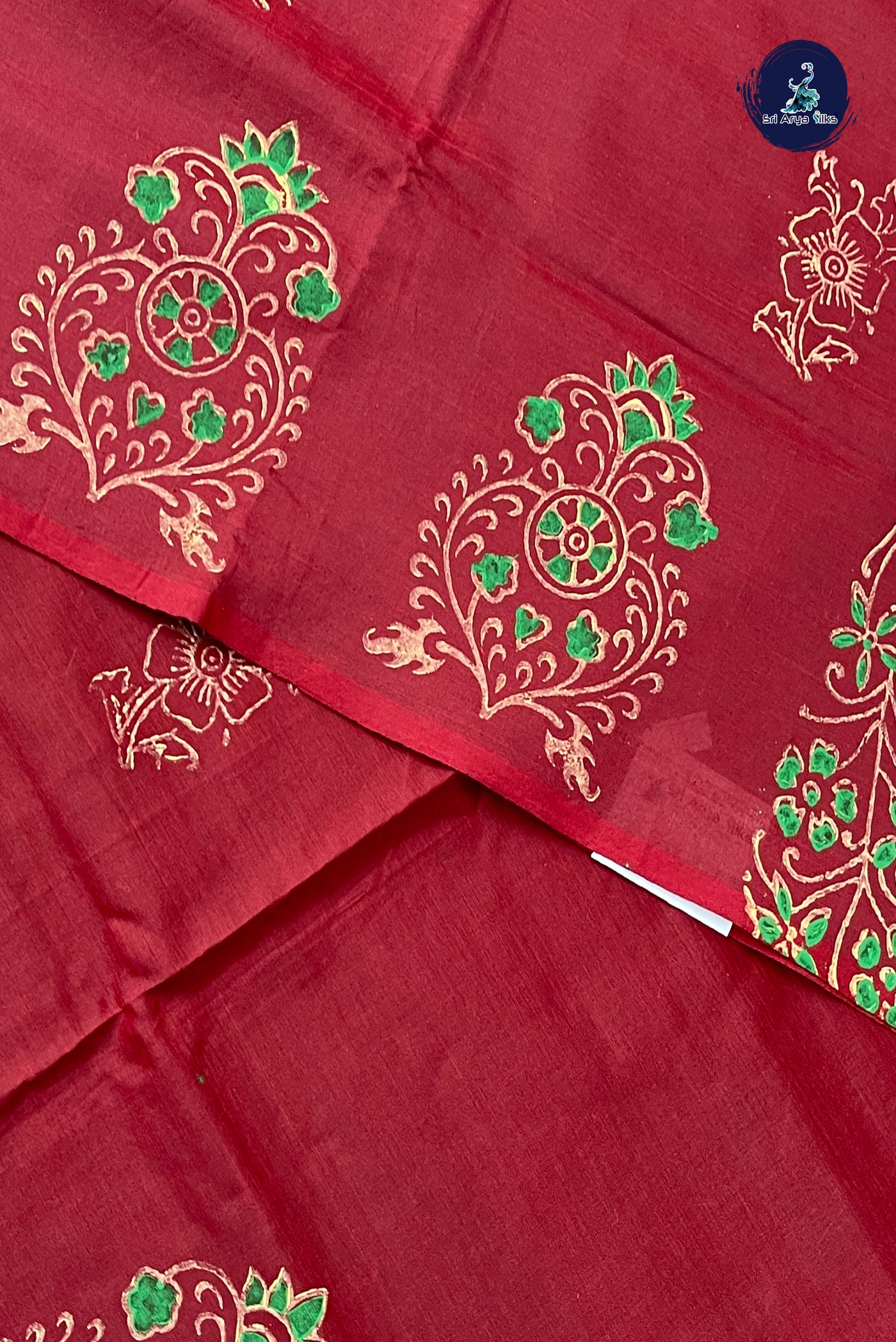 Brown Half Pure Silk Cotton Saree With Printed Pattern