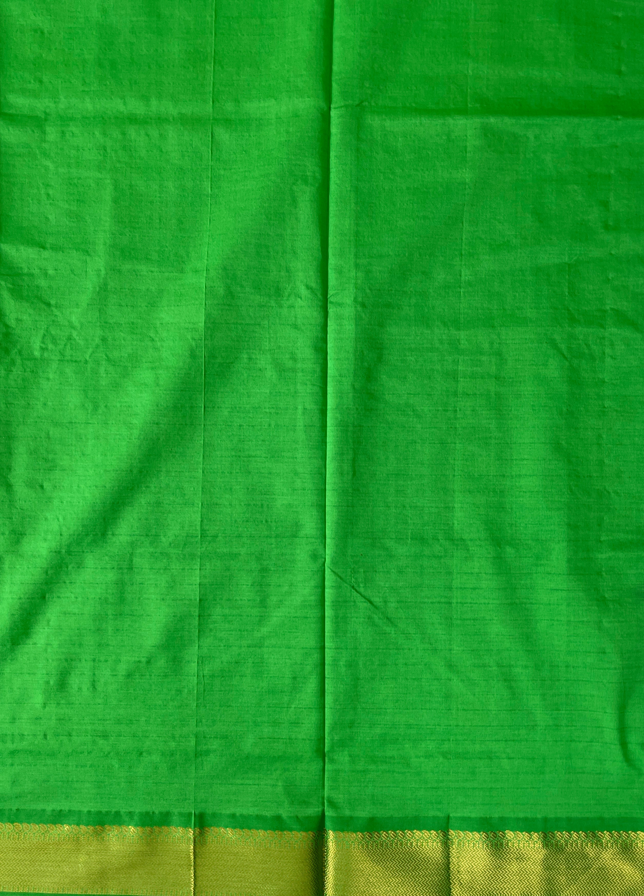 Olive Green Checked Saree With Checked Pattern