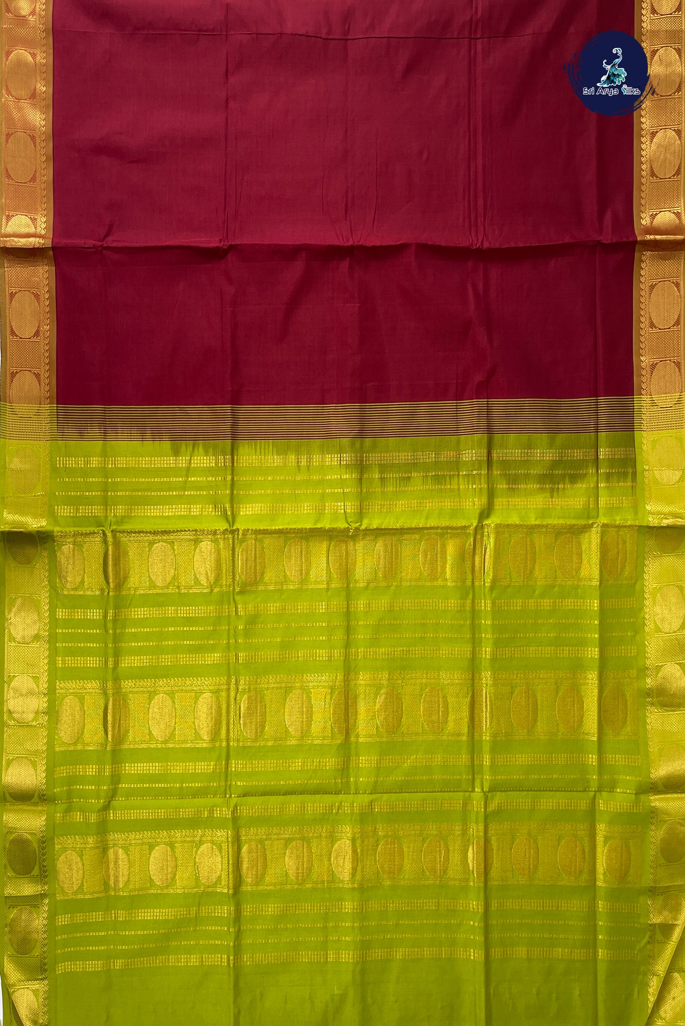 Brown Half Pure Silk Cotton Saree With Plain Pattern