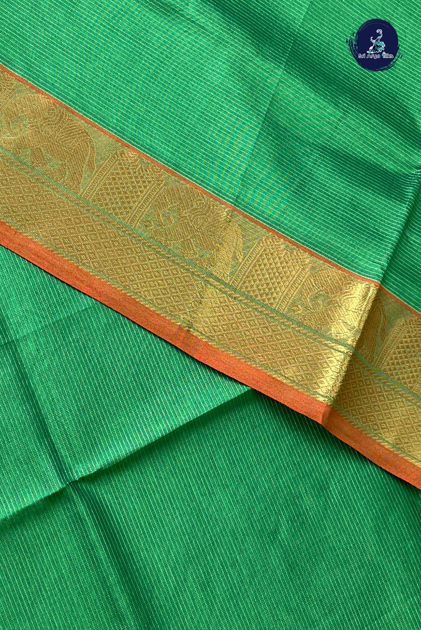 Green Half Pure Silk Cotton Saree With Vaira Oosi Pattern