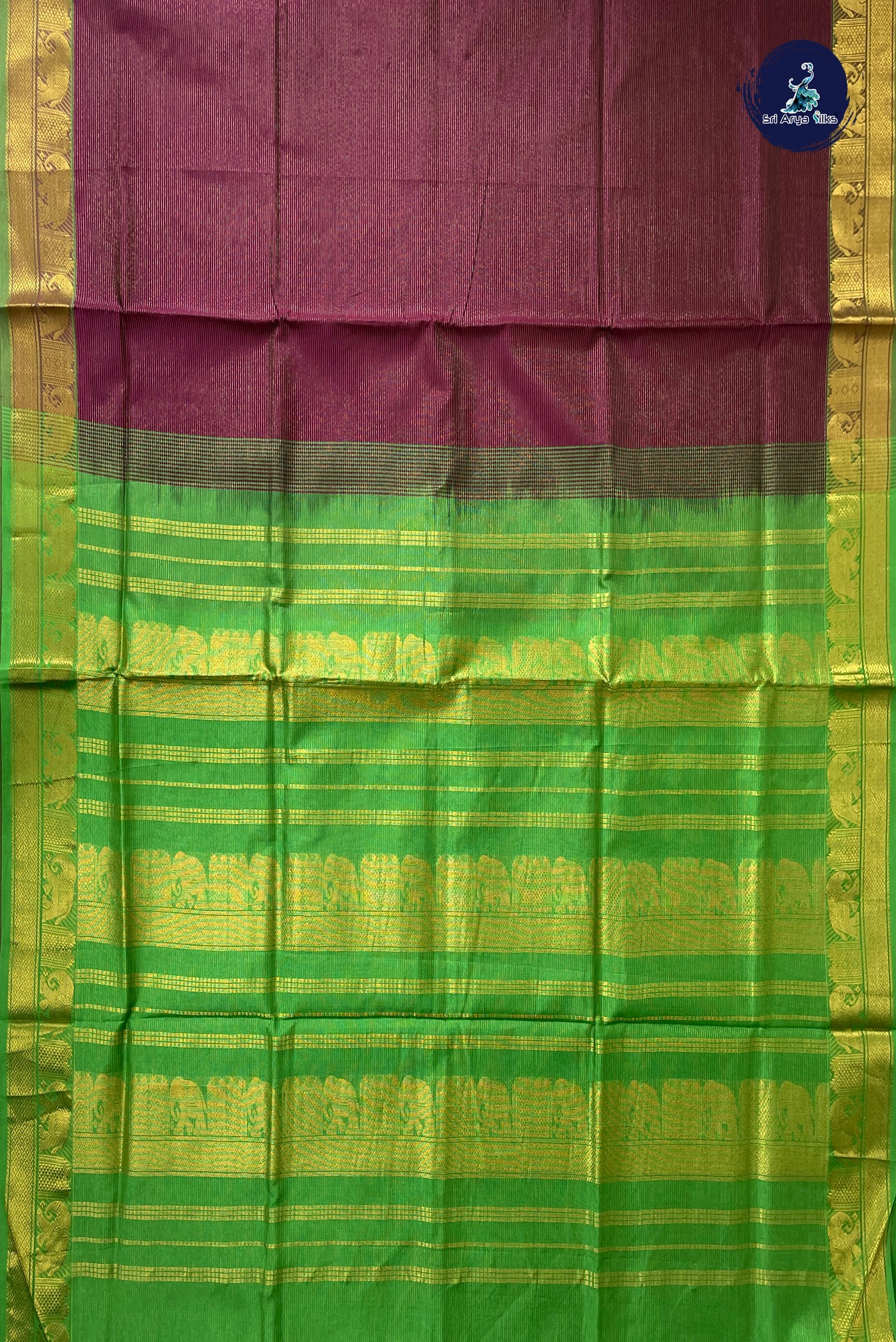 Brown Half Pure Silk Cotton Saree With Vaira Oosi Pattern