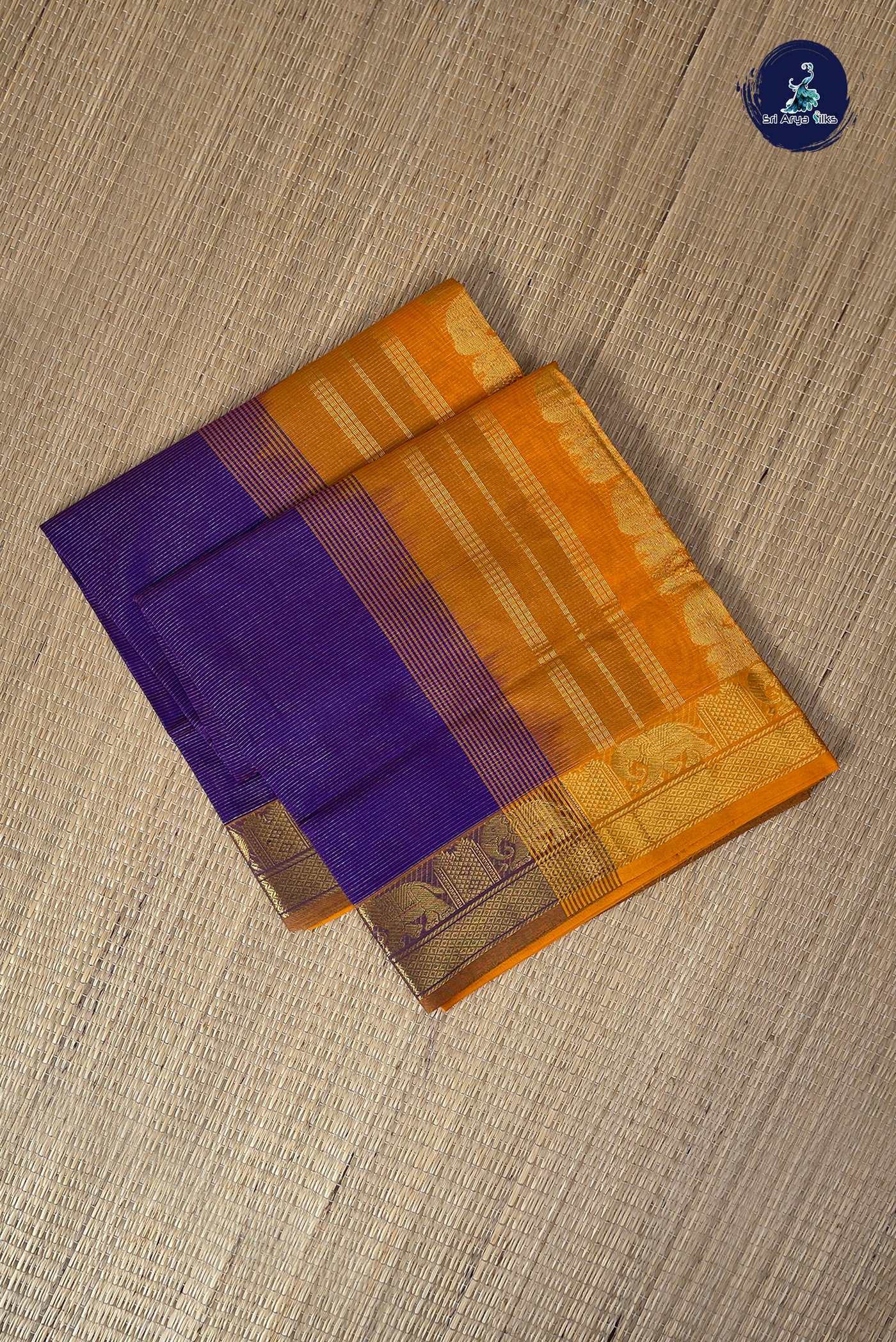 Violet Half Pure Silk Cotton Saree With Vaira Oosi Pattern