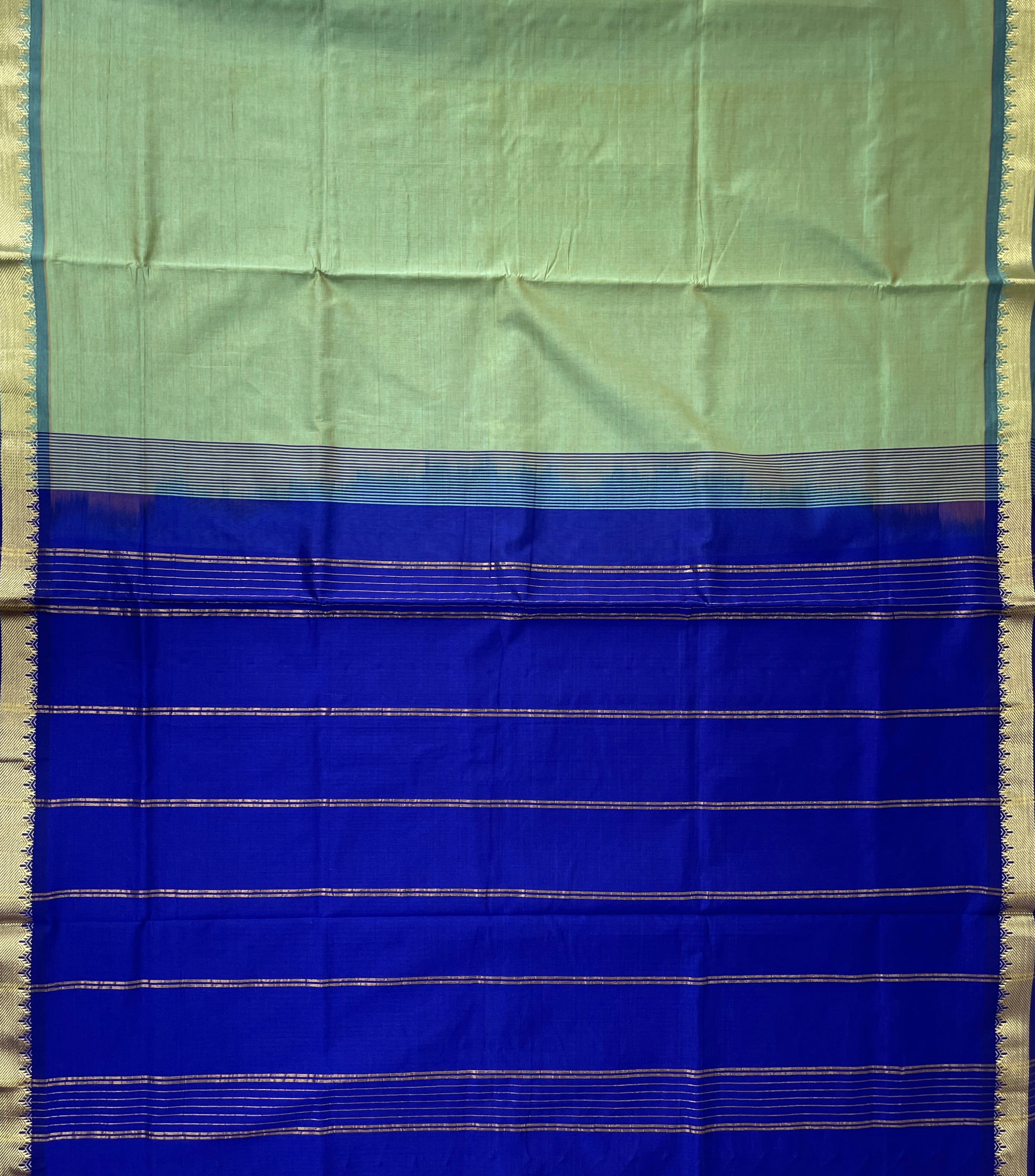 Pastel Shade Half Pure Silk Cotton Saree With Plain Pattern