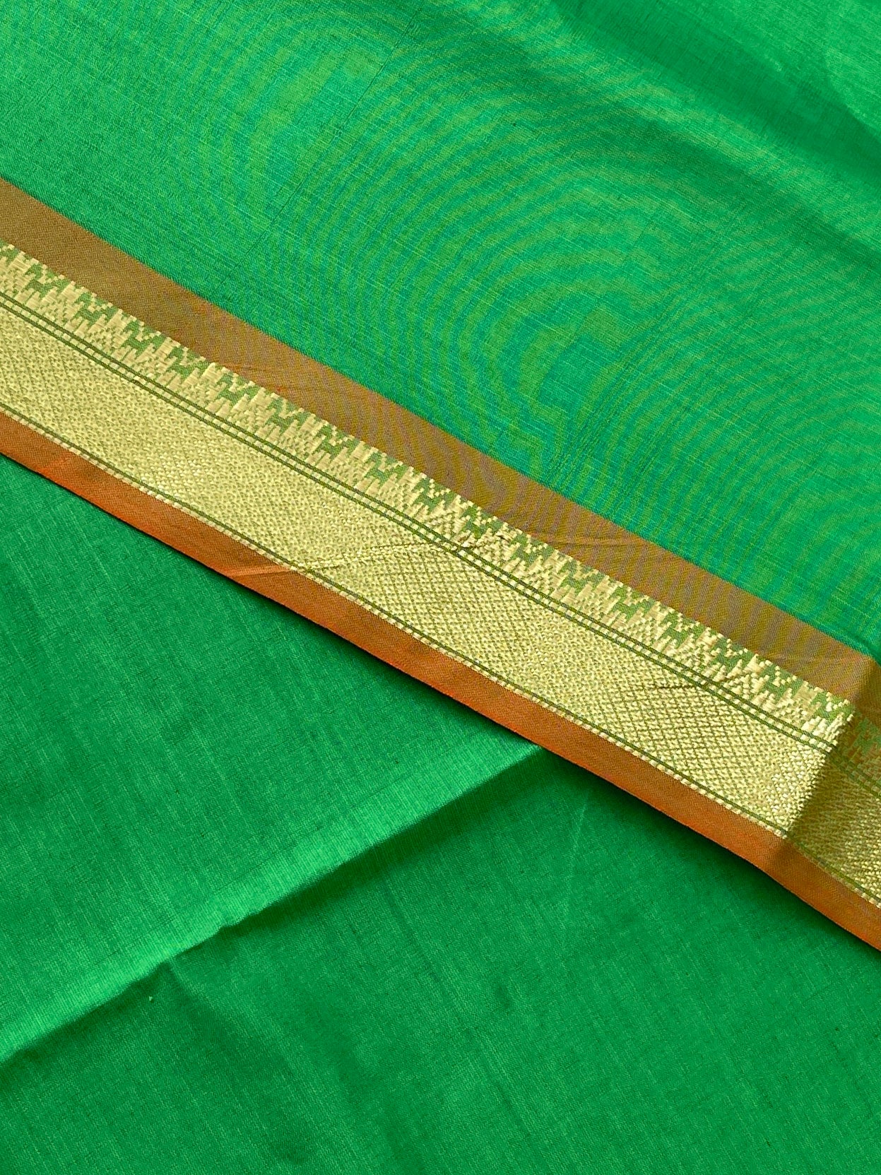 Green Half Pure Silk Cotton Saree With Plain Pattern