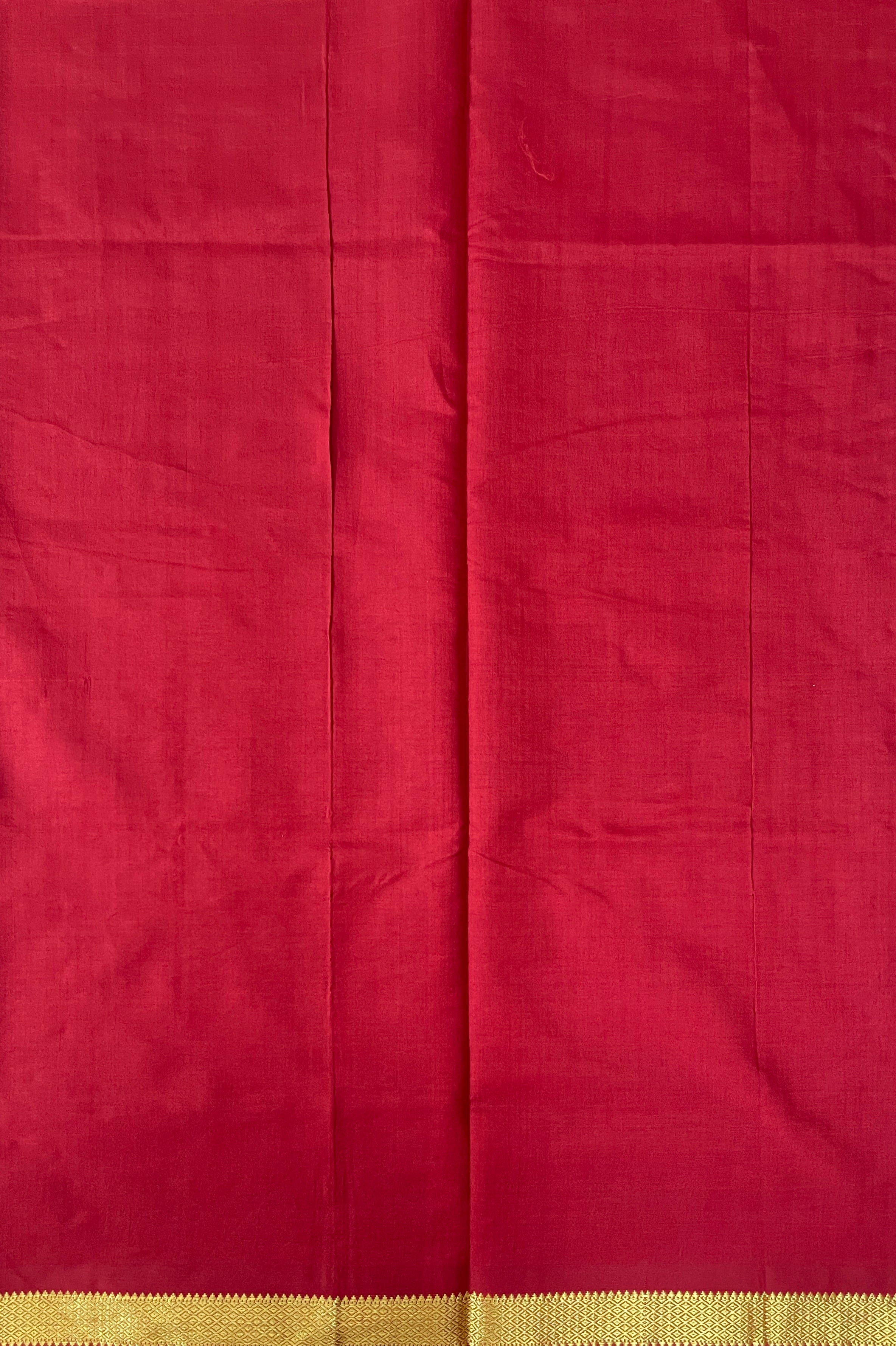 Dark Blue Half Pure Silk Cotton Saree With Plain Pattern