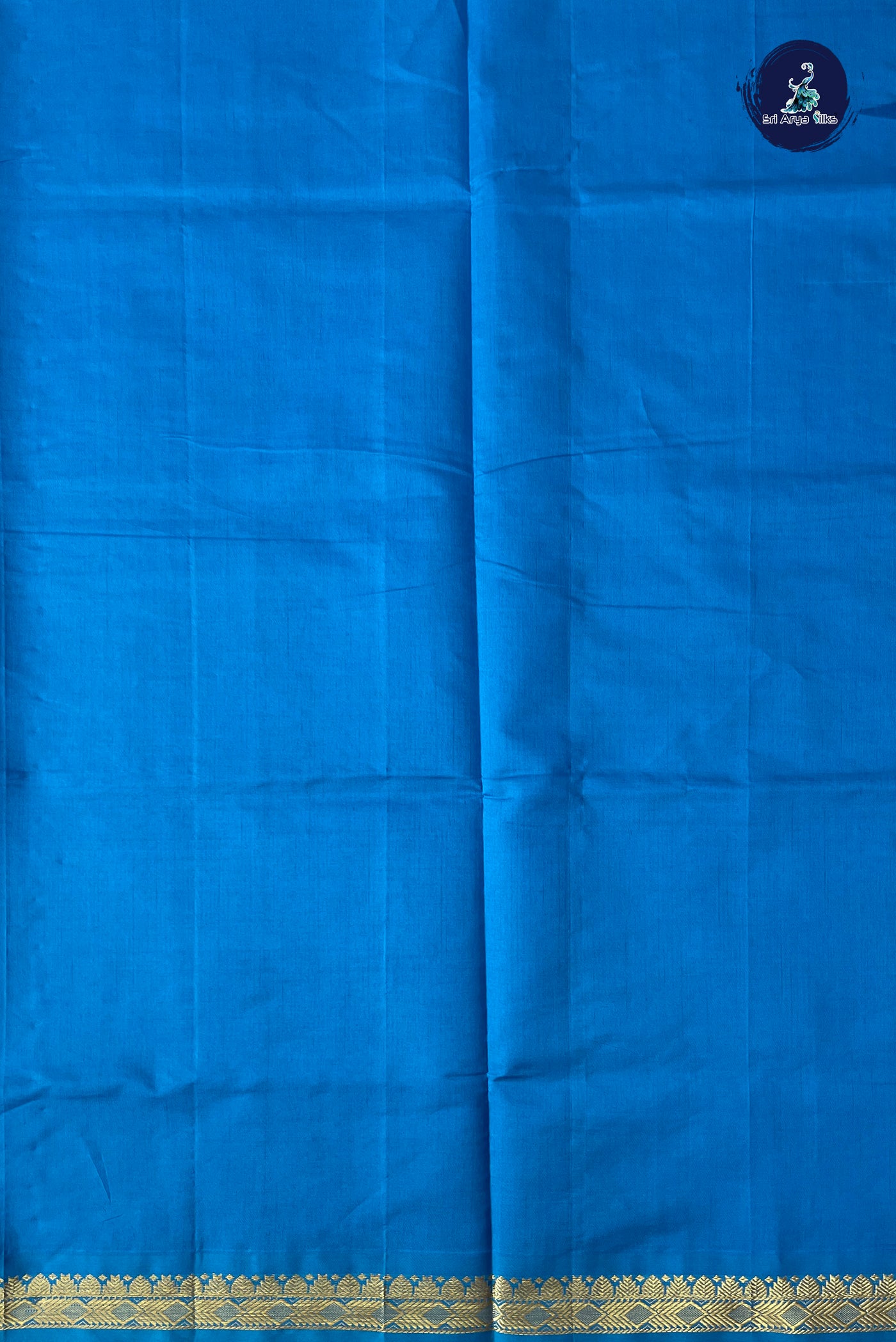 Ink Blue Half Pure Silk Cotton Saree With Plain Pattern