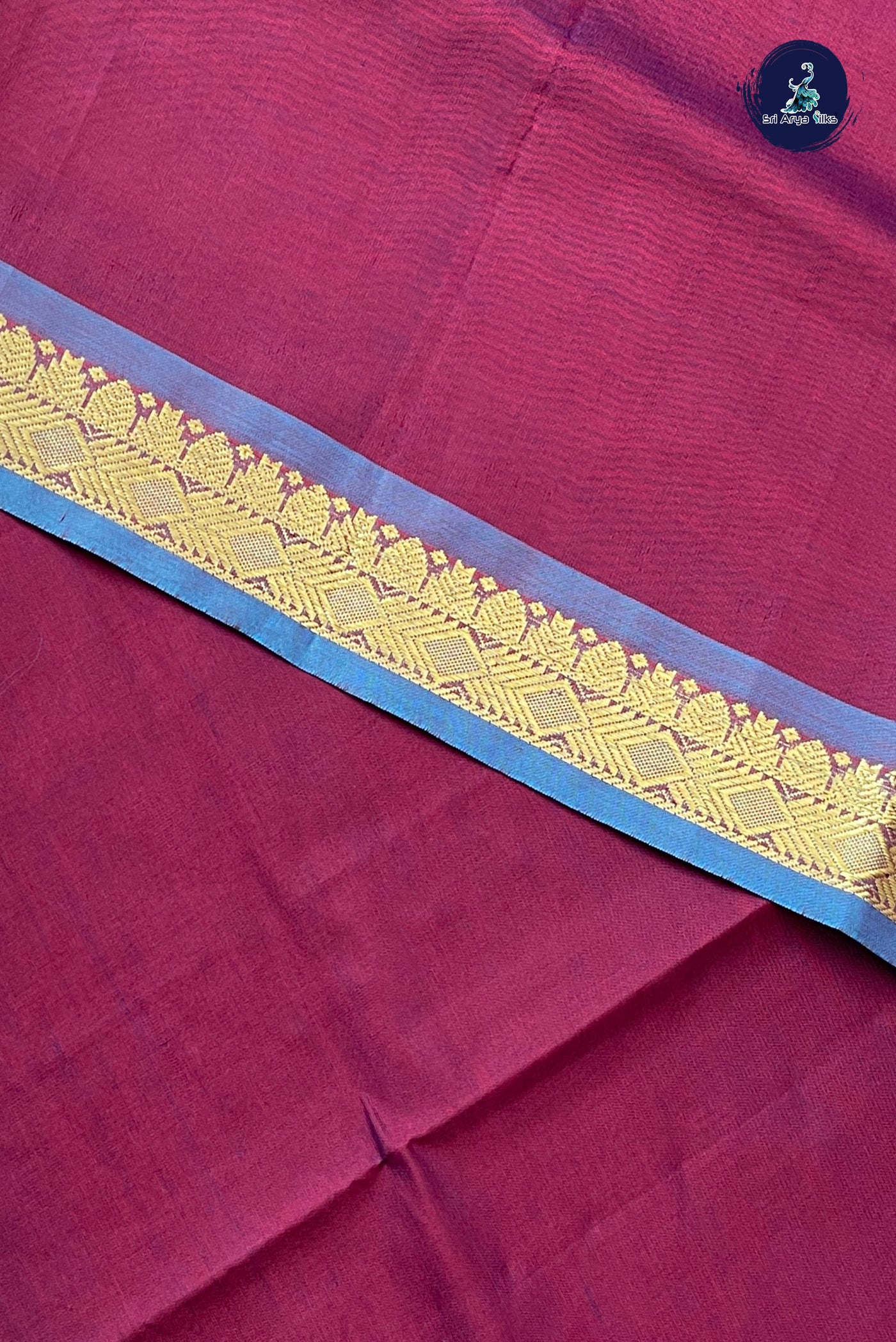 Brown Half Pure Silk Cotton Saree With Plain Pattern
