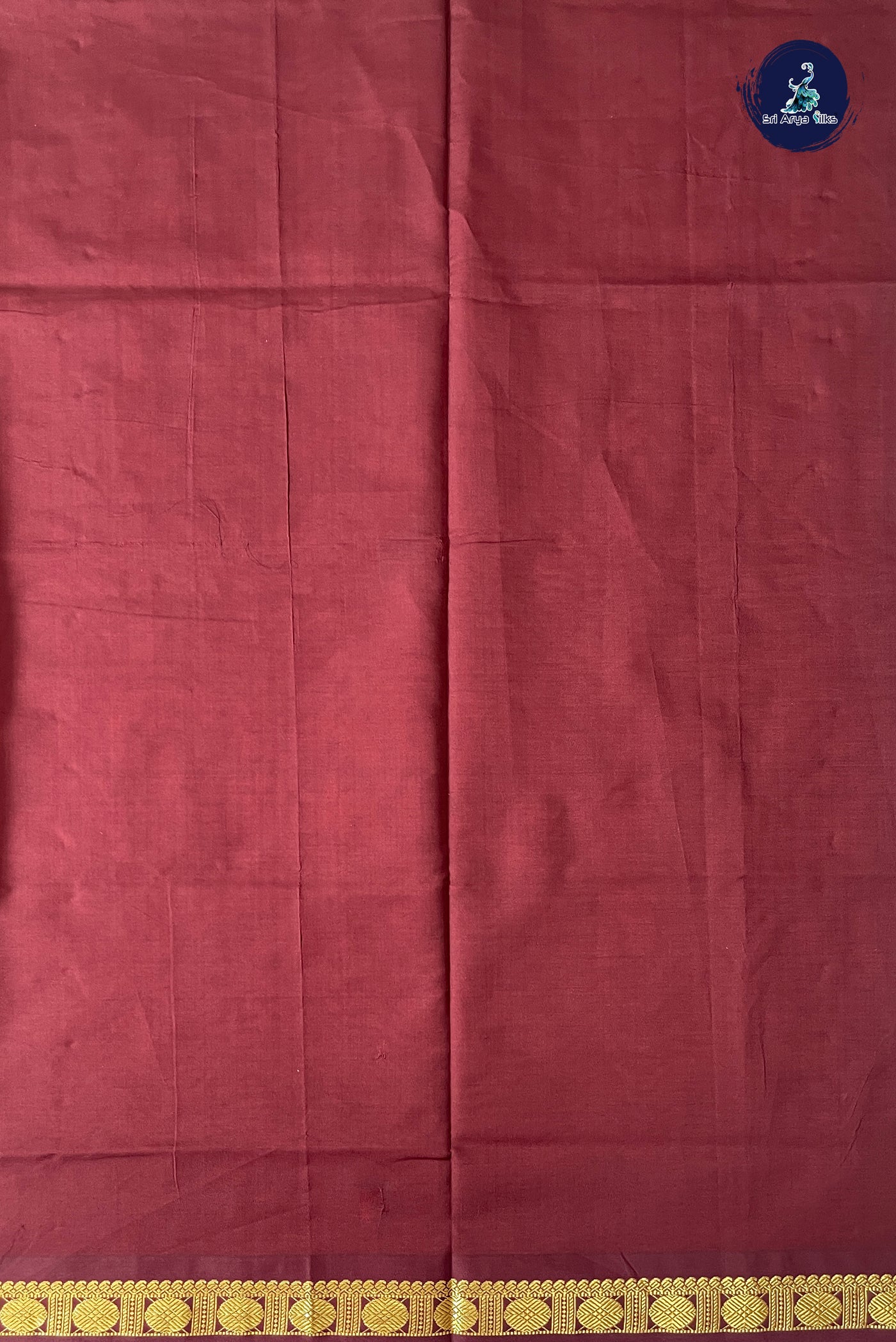 Orange Half Pure Silk Cotton Saree With Plain Pattern