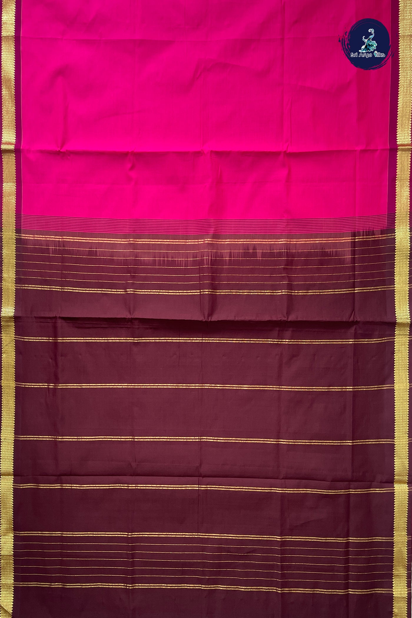 Pink Half Pure Silk Cotton Saree With Plain Pattern