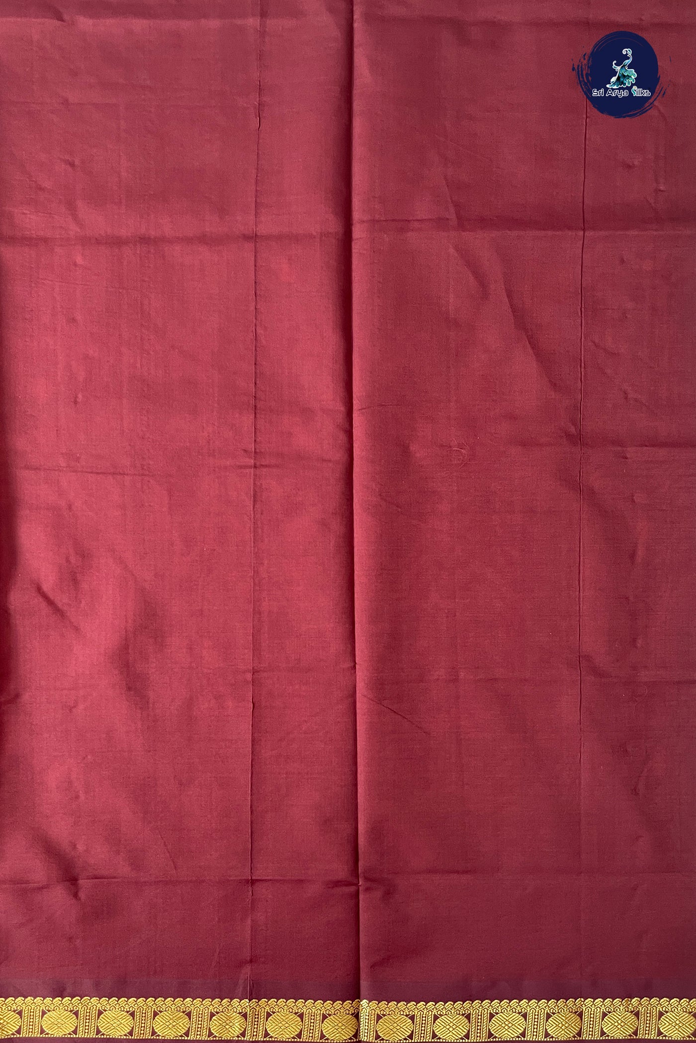 Orange Half Pure Silk Cotton Saree With Plain Pattern