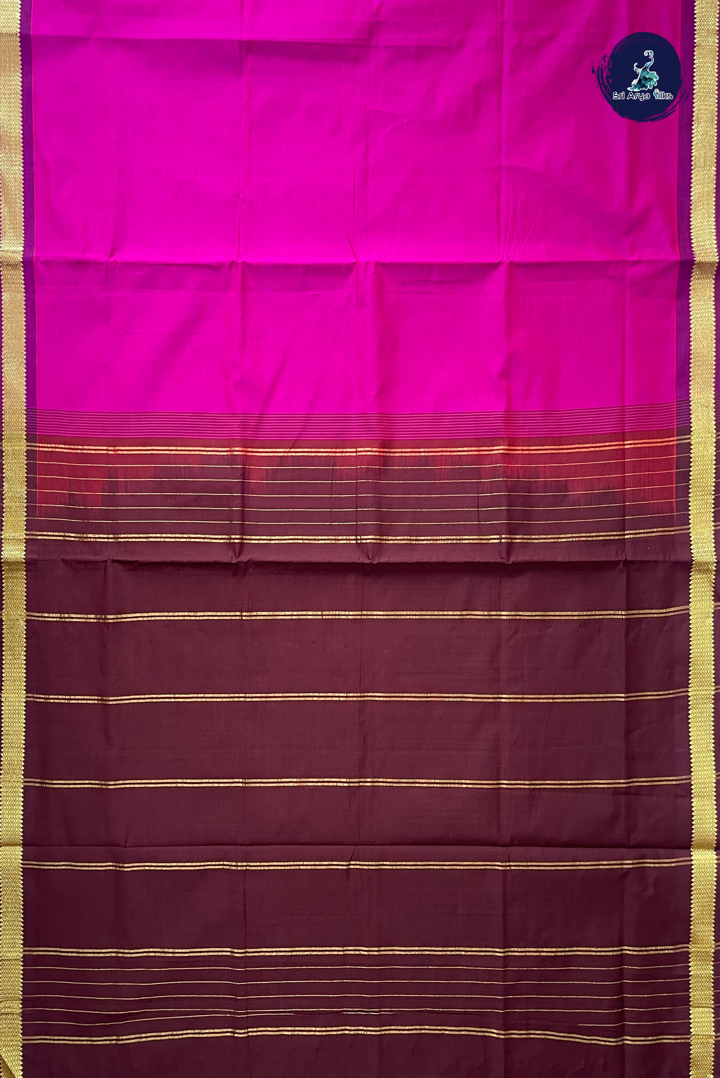 Vadamalli Half Pure Silk Cotton Saree With Plain Pattern