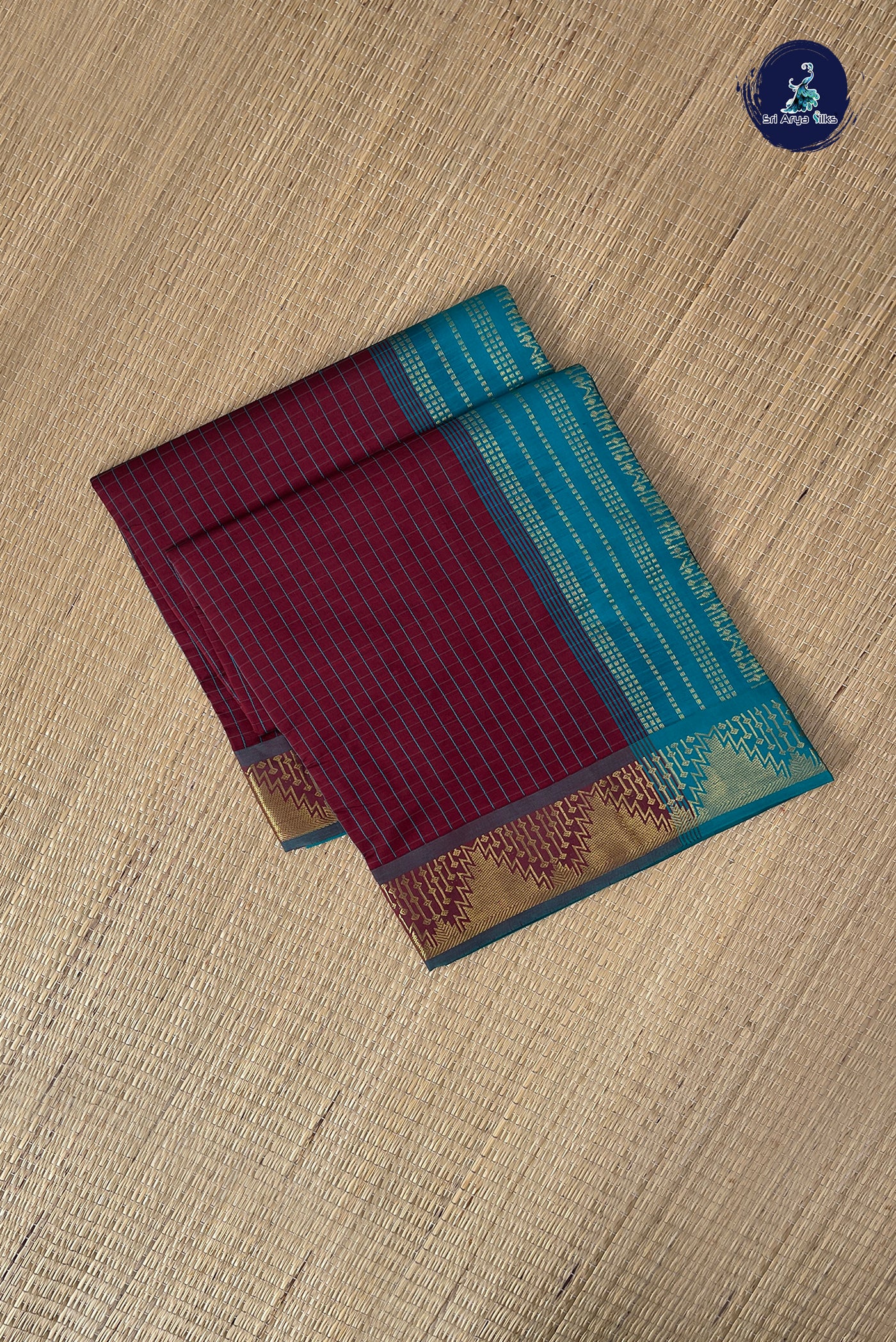 Brown Checked Saree With Checked Pattern