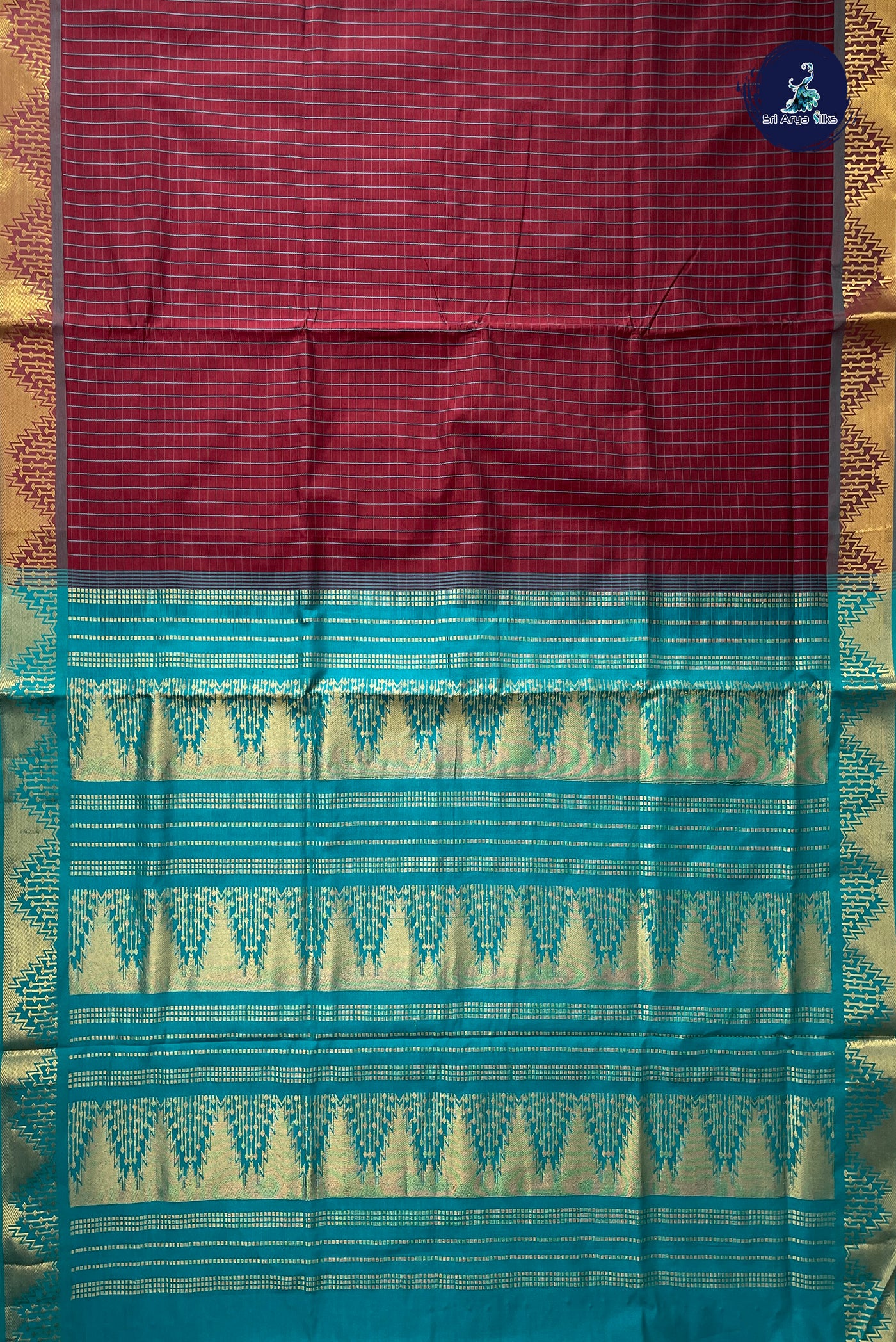 Brown Checked Saree With Checked Pattern