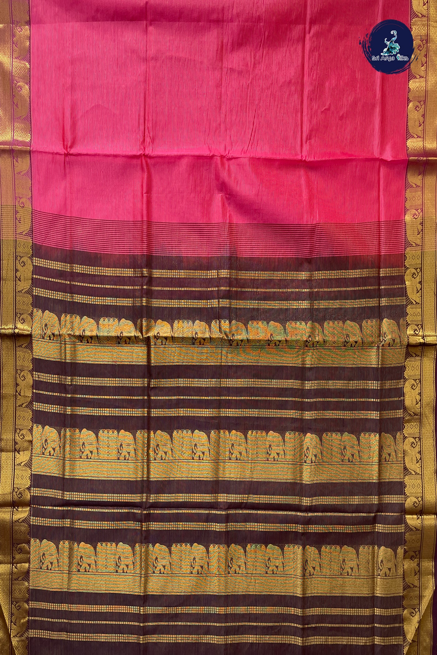 Dual Tone Pink Vaira Oosi Silk Cotton Saree With Vaira Oosi Pattern
