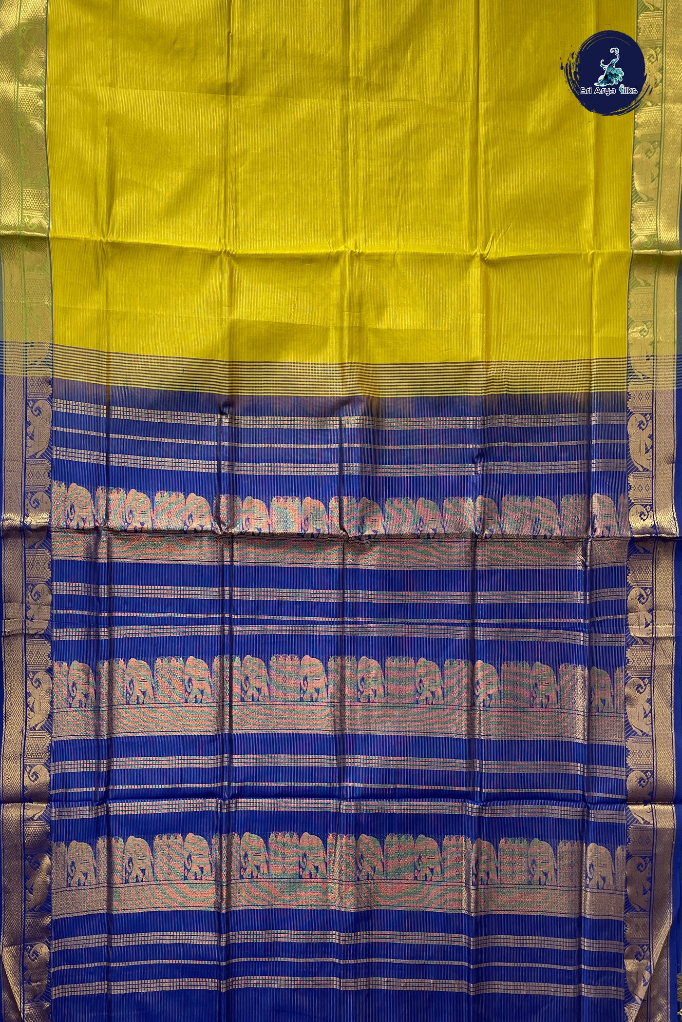 Lime Green Vaira Oosi Silk Cotton Saree With Vaira Oosi Pattern