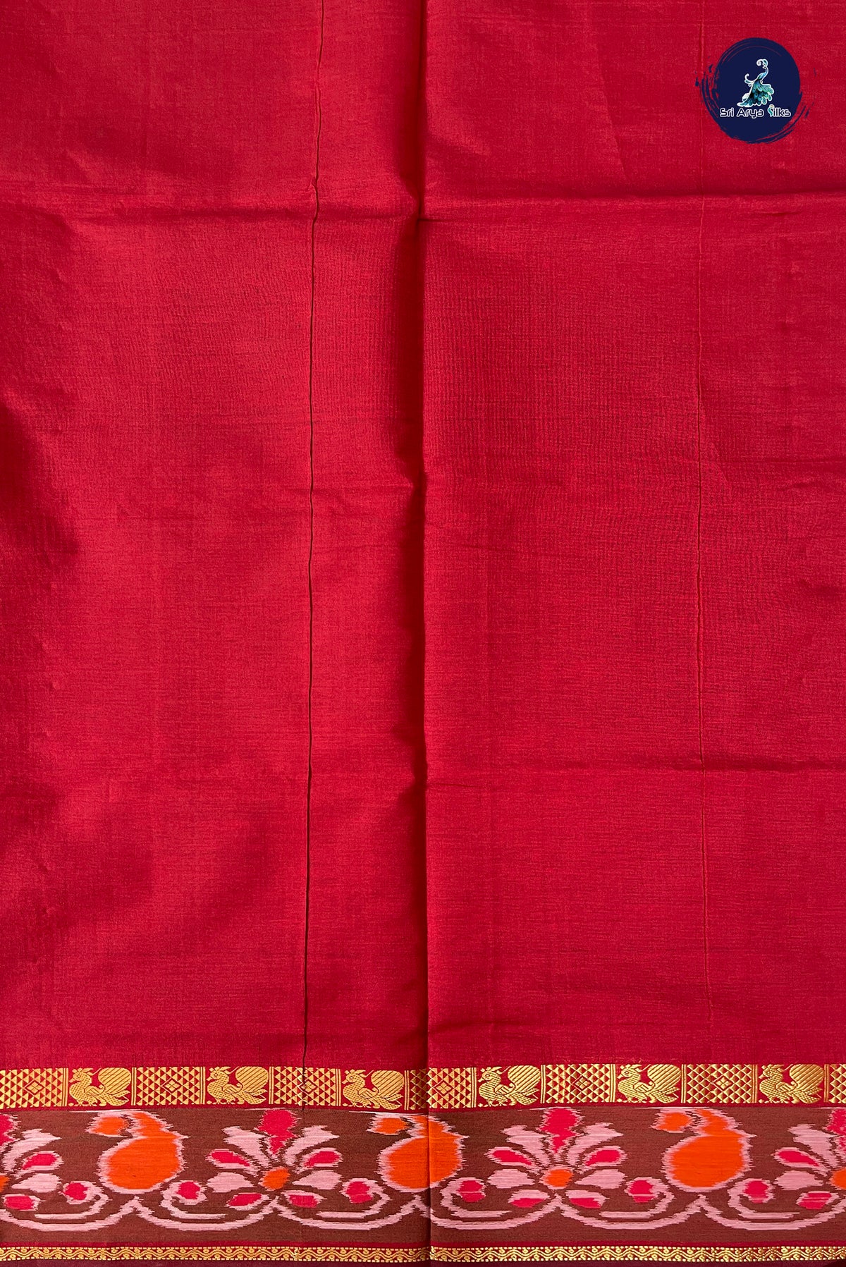 Dark Green Half Pure Silk Cotton Saree With Plain Pattern