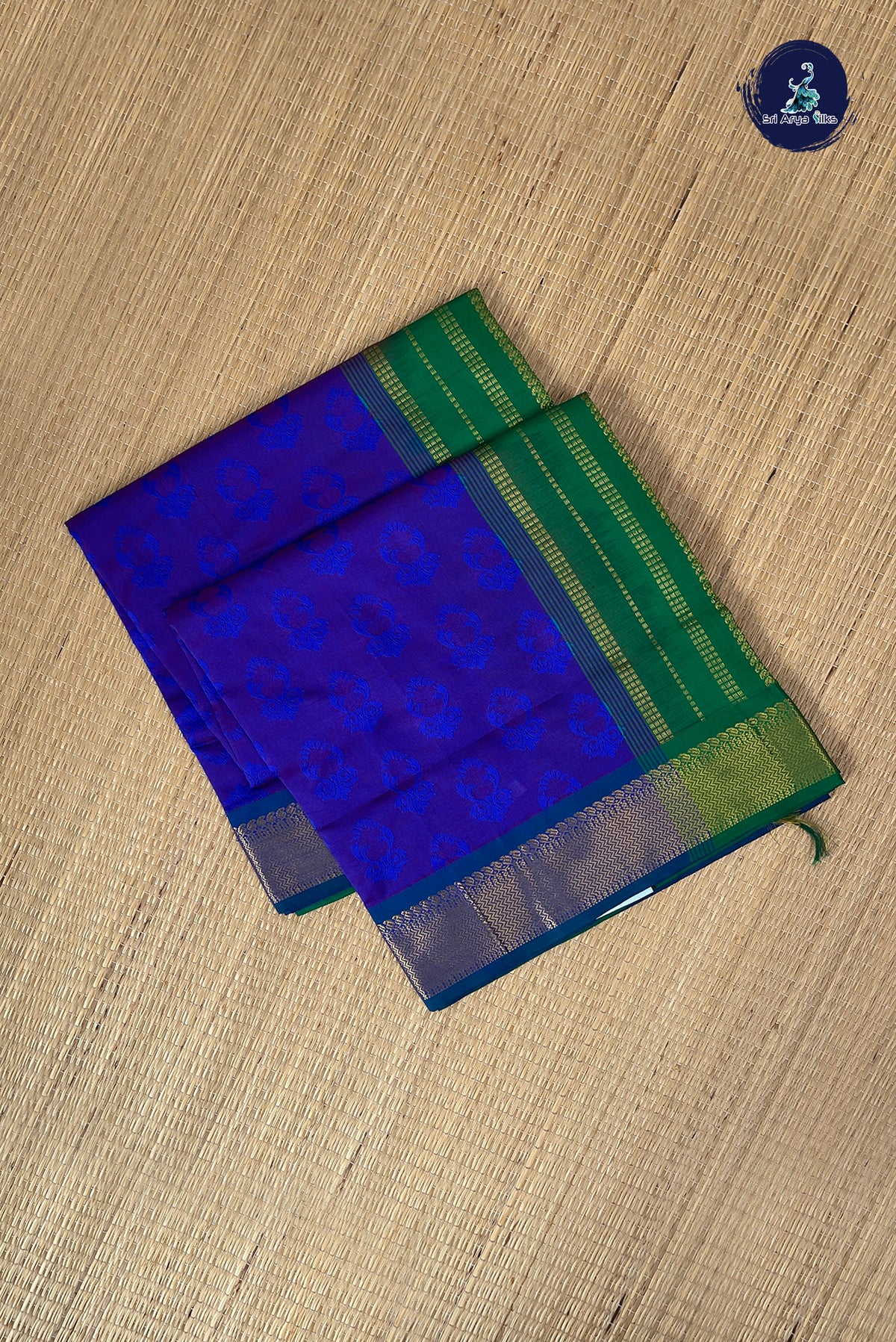 Dual Tone Violet Half Pure Silk Cotton Saree With Embossed Pattern
