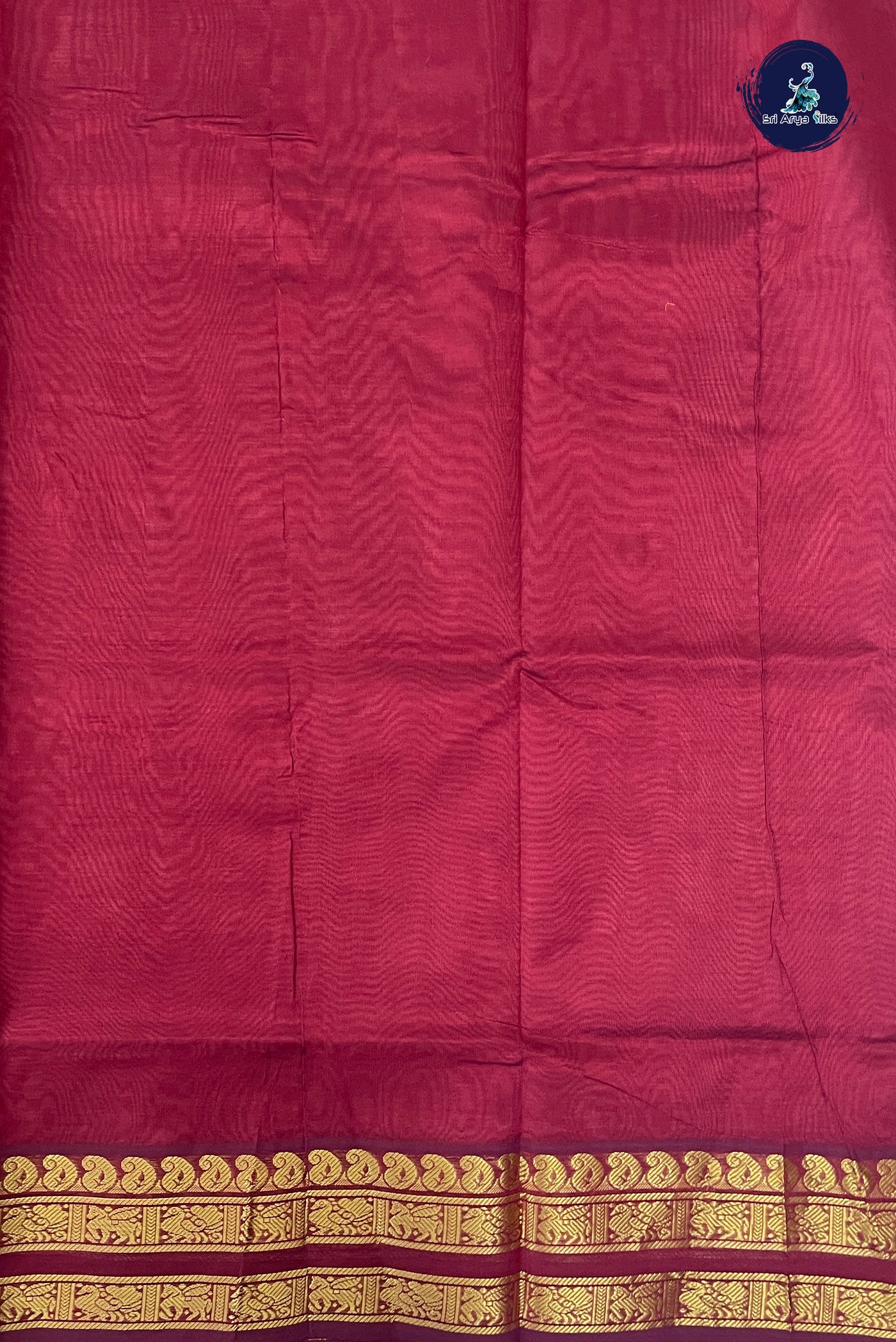 Peach Pink Half Pure Silk Cotton Saree With Plain Pattern