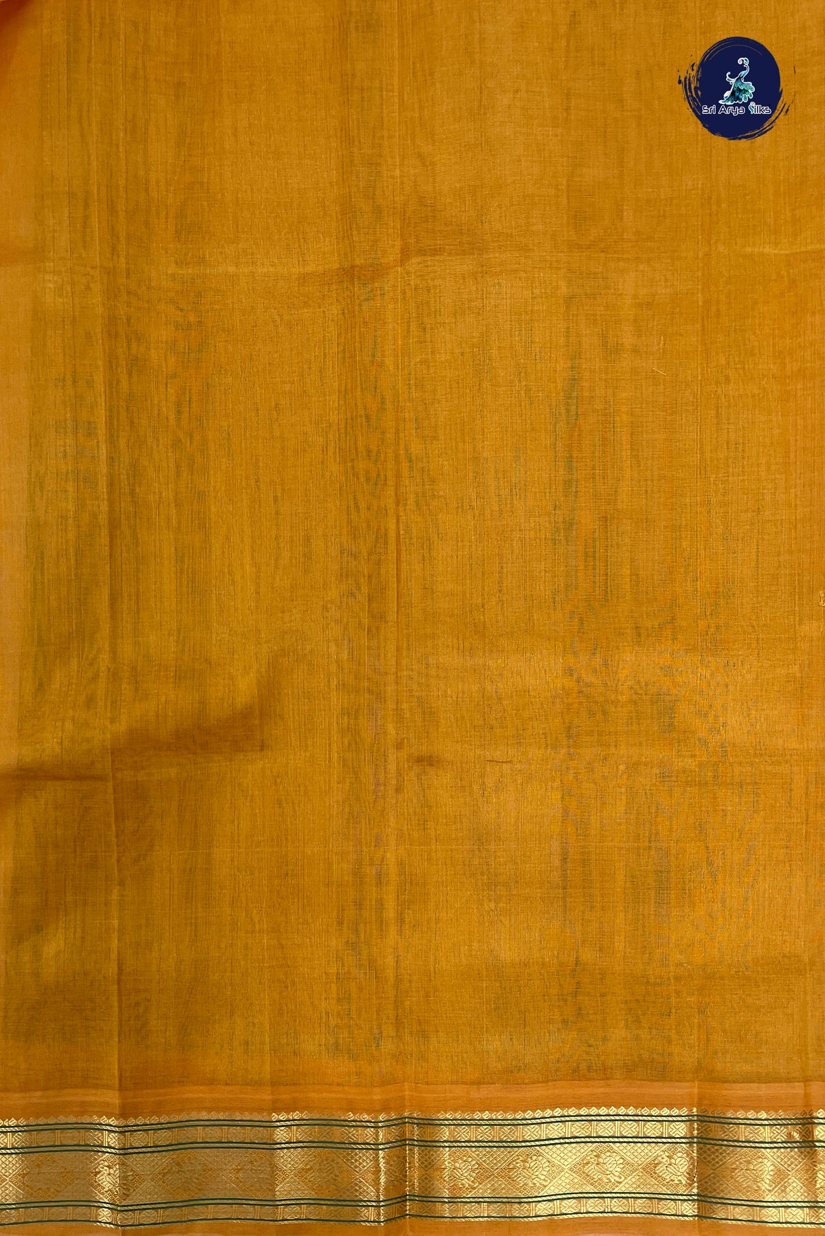 Bottle Green Korvai Silk Cotton Saree With Plain Pattern