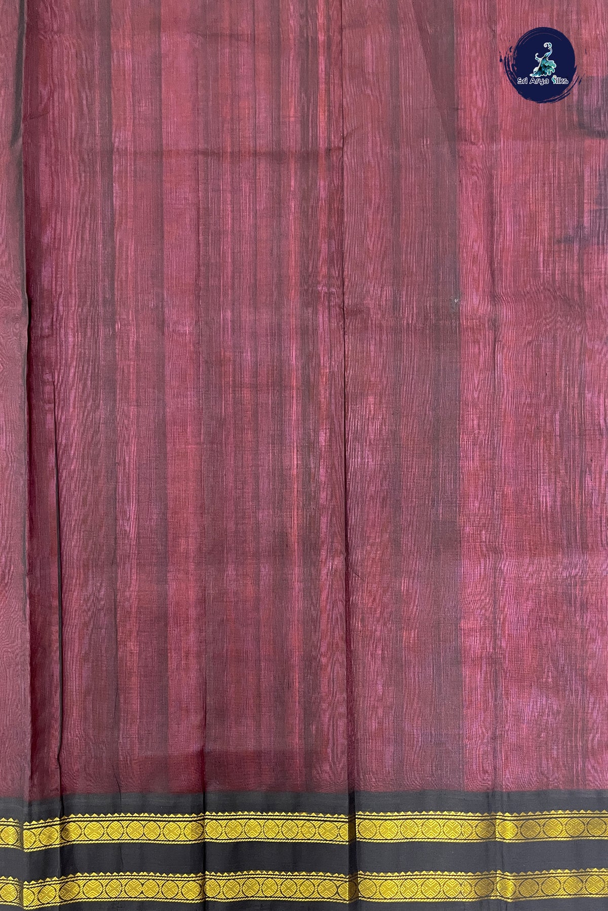 Peach Pink Korvai Silk Cotton Saree With Plain Pattern