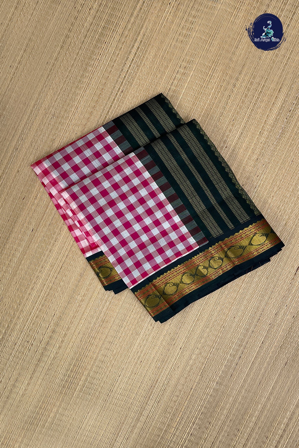 Multi Colour Checked Saree With Checked Pattern