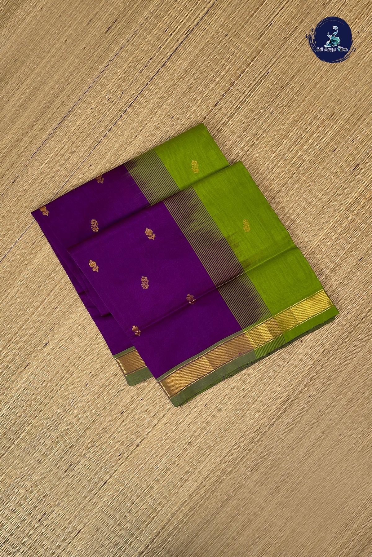 Jamun Simple Silk Cotton Saree With Buttas Pattern
