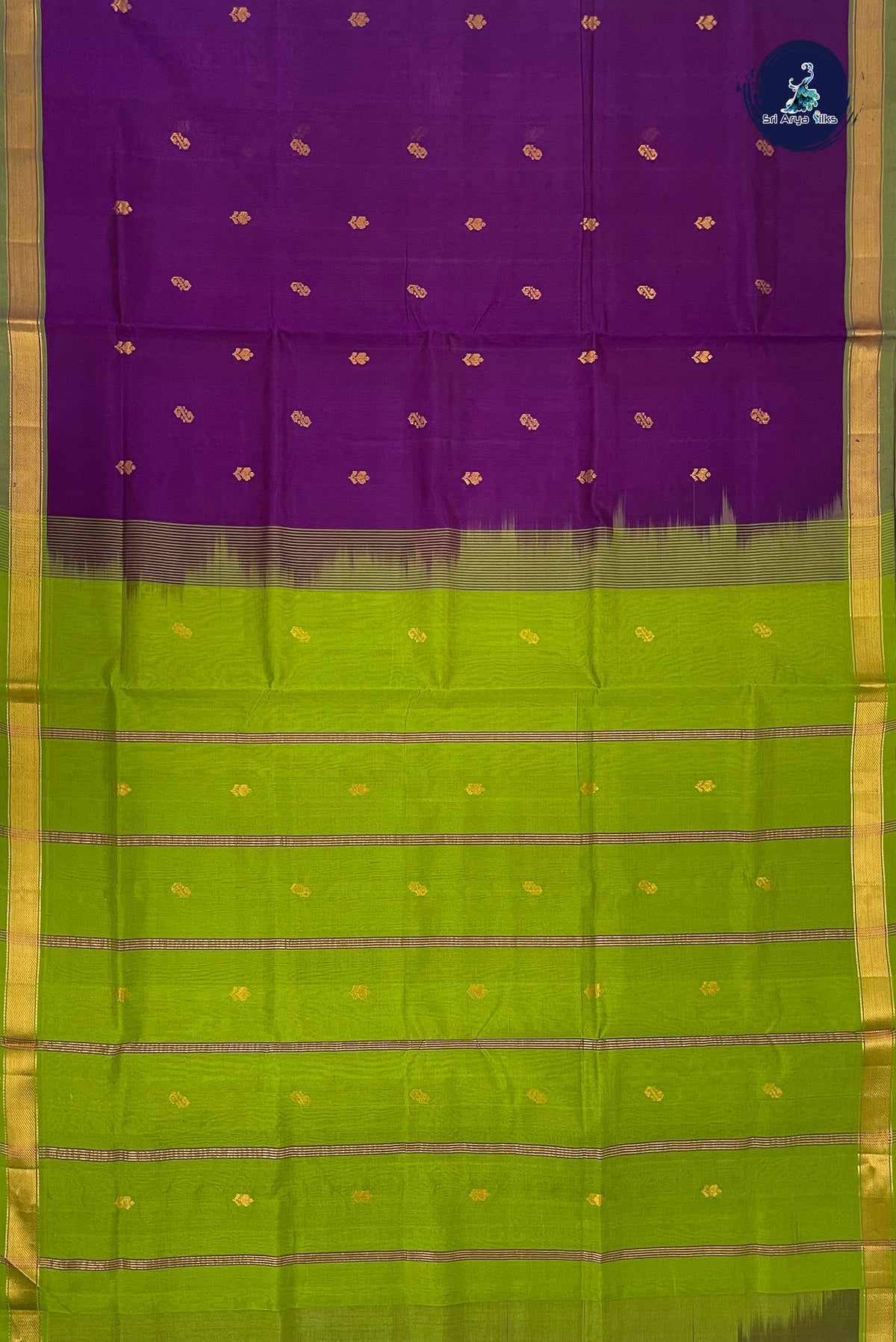 Jamun Simple Silk Cotton Saree With Buttas Pattern