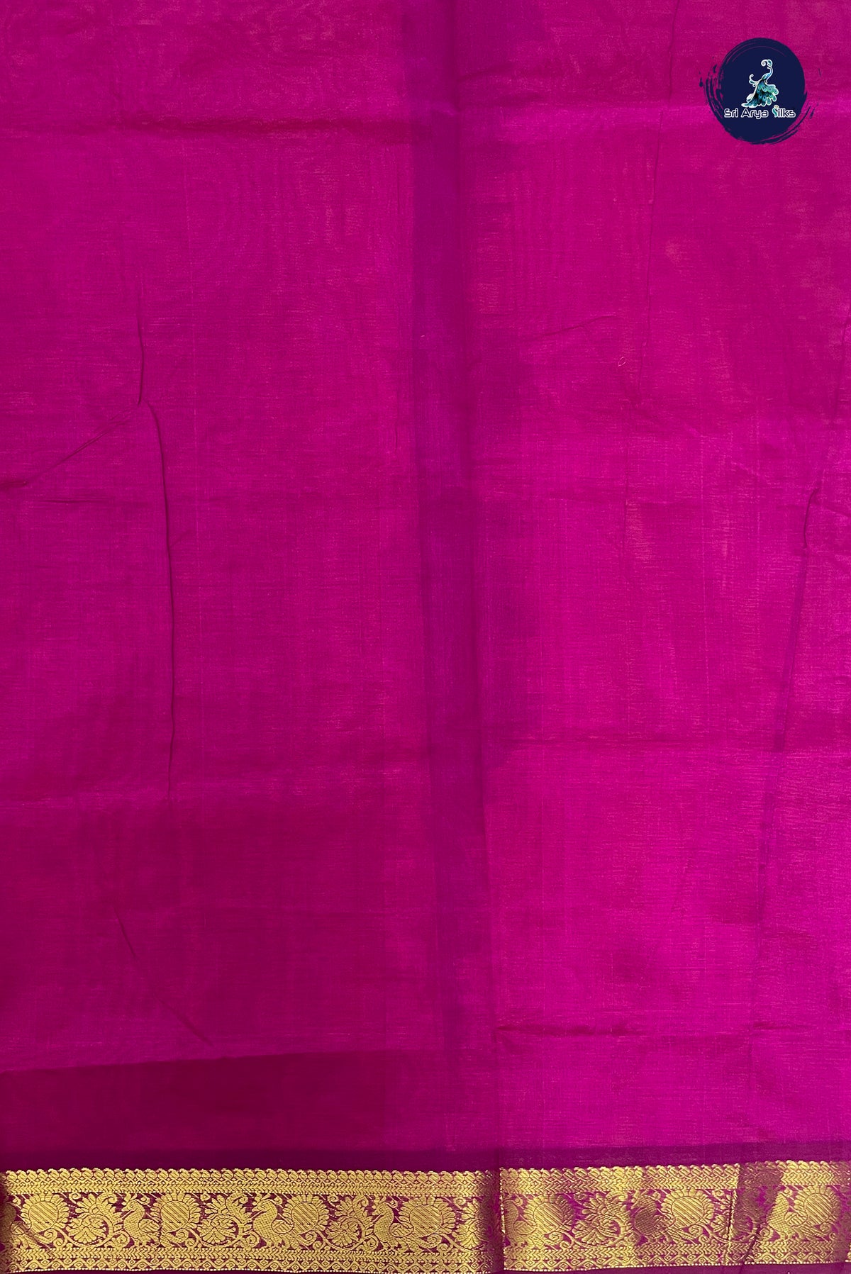 Pink Simple Silk Cotton Saree With Plain Pattern
