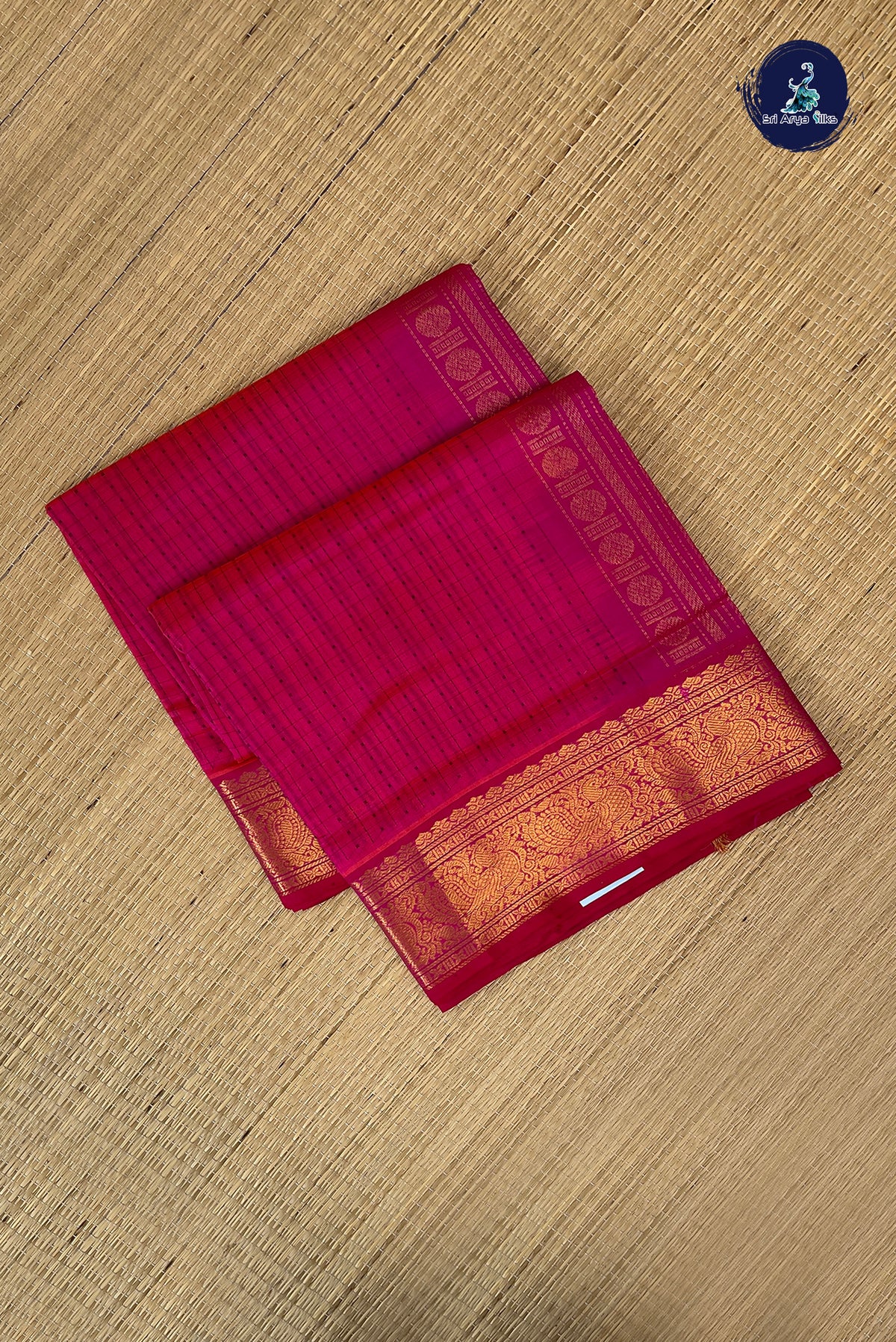 Pink Bridal Silk Cotton Saree With Laksha Deepam Design Pattern