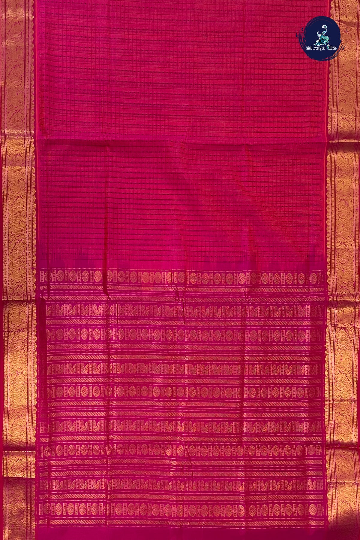 Pink Bridal Silk Cotton Saree With Laksha Deepam Design Pattern