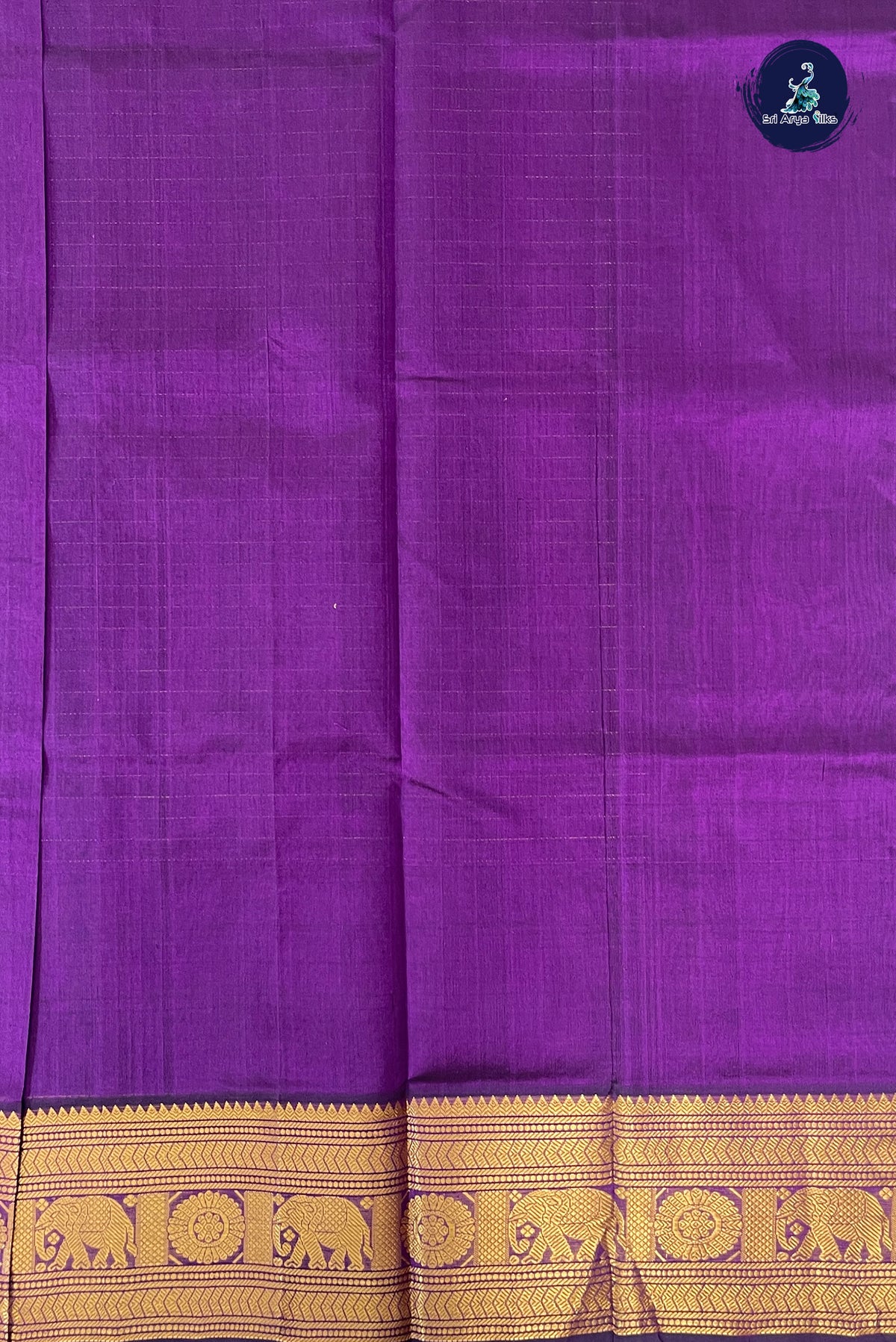 Purple Bridal Silk Cotton Saree With Zari Checked Pattern