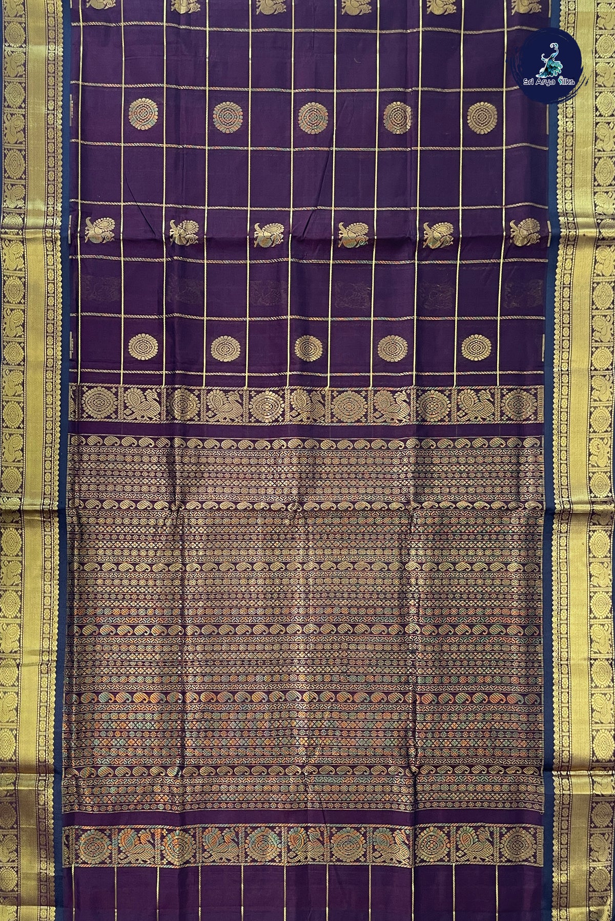 Coffee Brown Bridal Silk Cotton Saree With Mayil Chakram Butta Pattern