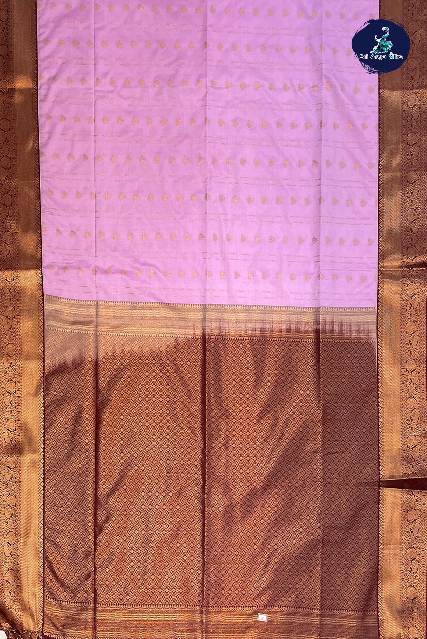 Mauve Pink Semi Silk Saree With Copper Zari Buttas Pattern