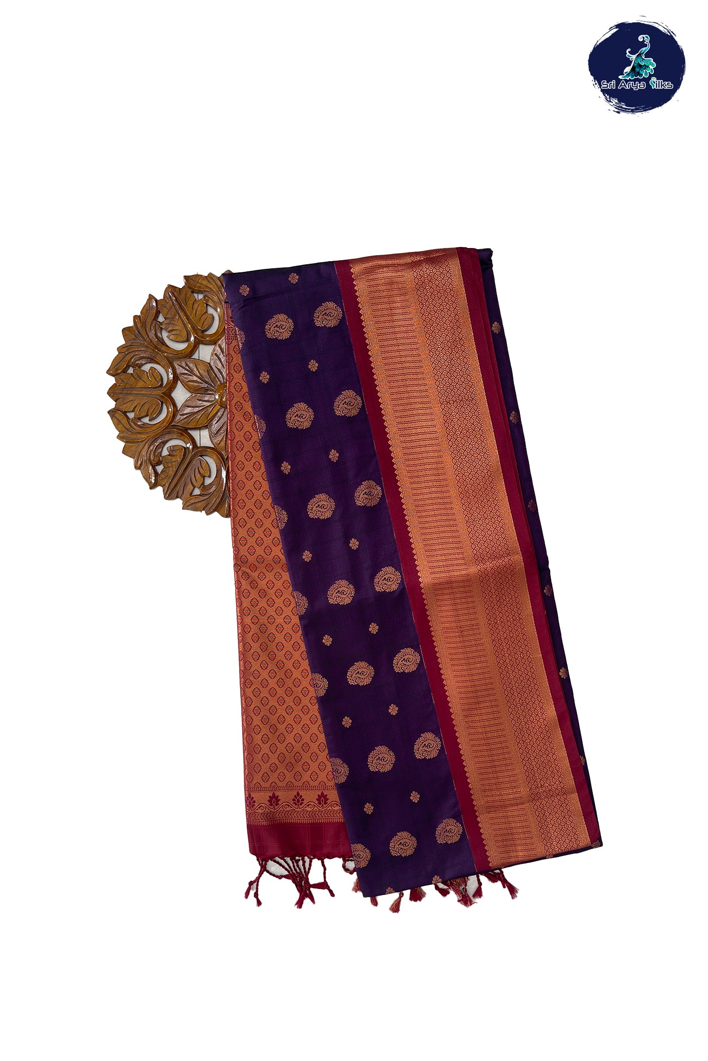 Jamun Semi Silk Saree With Buttas Pattern