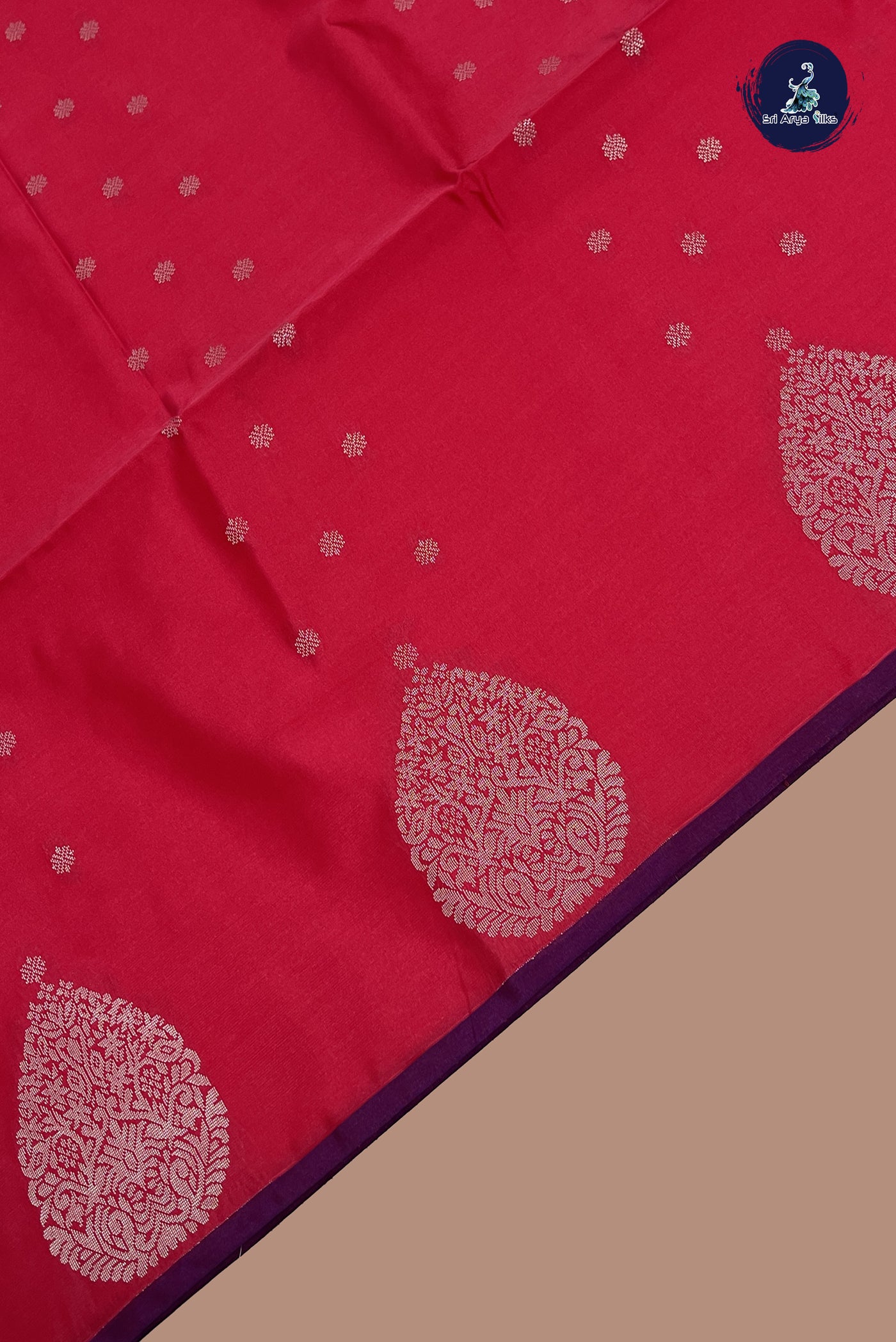Red Semi Silk Saree With Zari Buttas Pattern