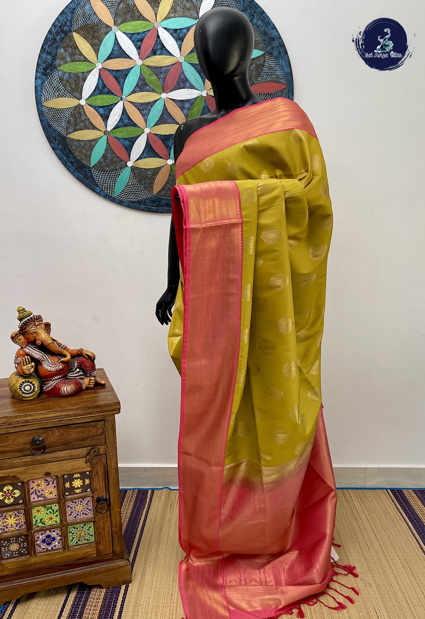 Mustard Semi Soft Silk Saree With Jacquard Pattern