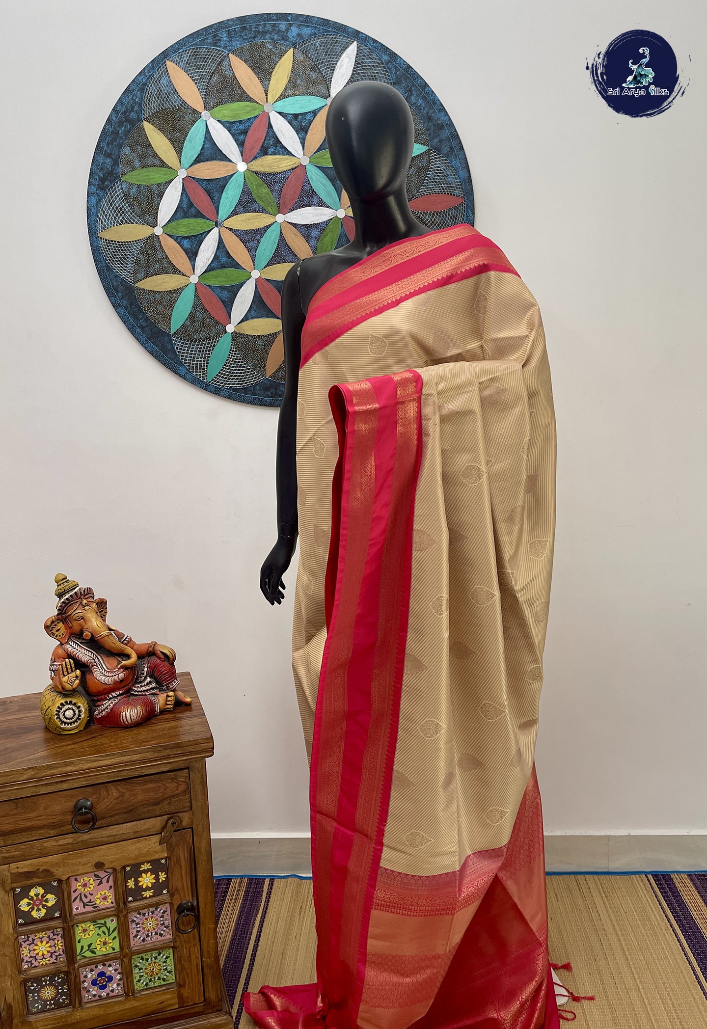 Fawn Semi Soft Silk Saree With Jacquard Pattern