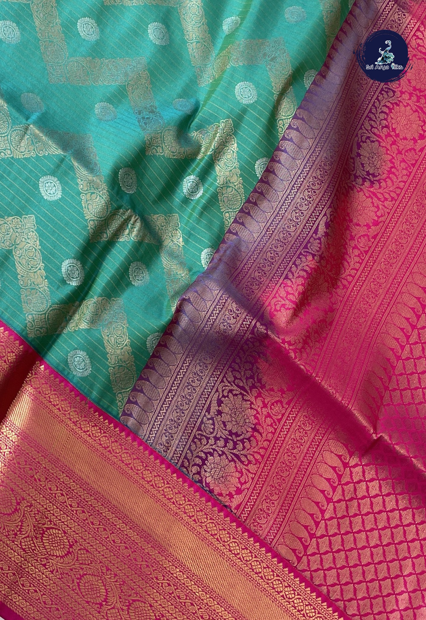 Dual Tone Turquoise Semi Soft Silk Saree With Jacquard Pattern