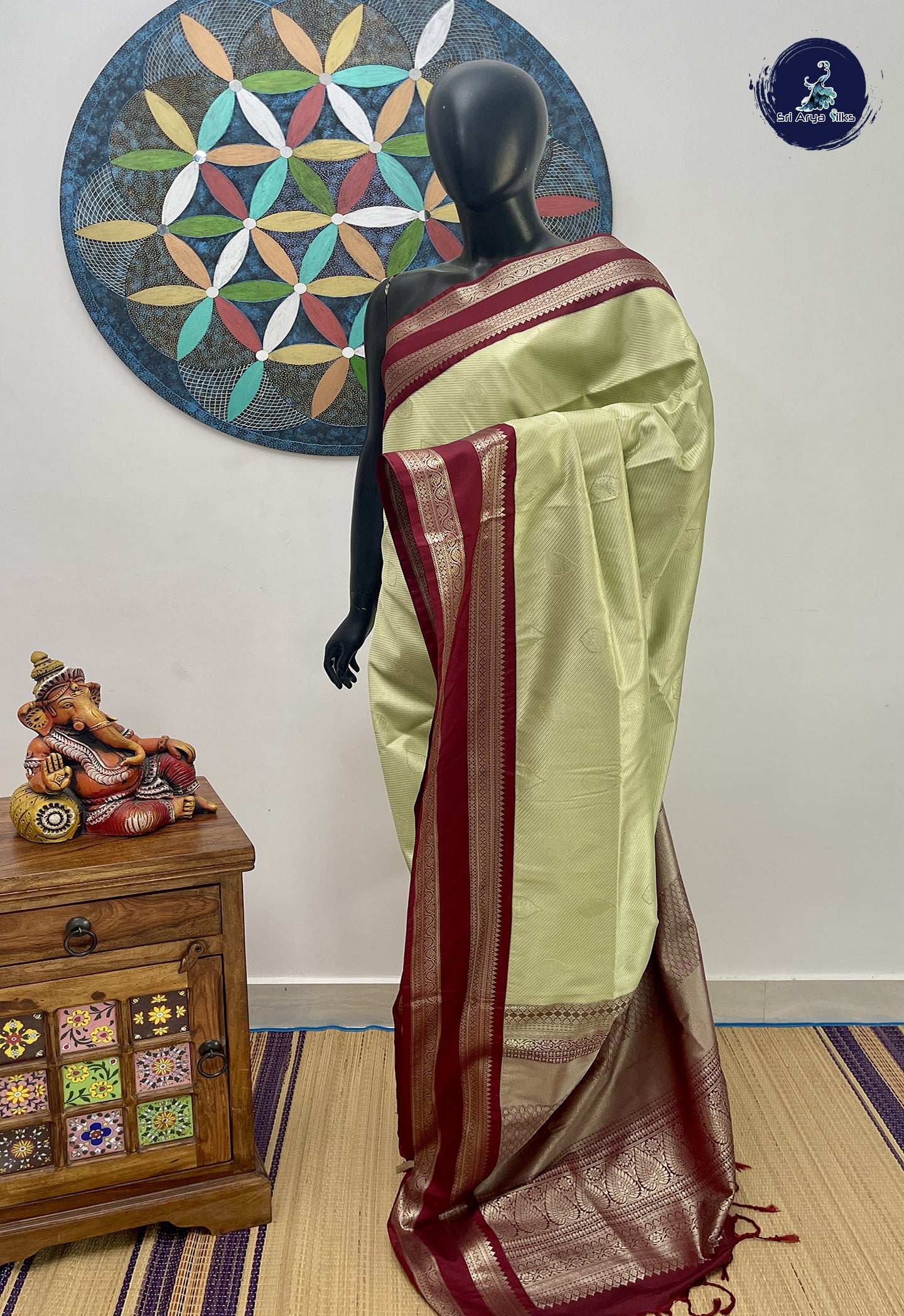 Pastel Green Semi Soft Silk Saree With Jacquard Pattern