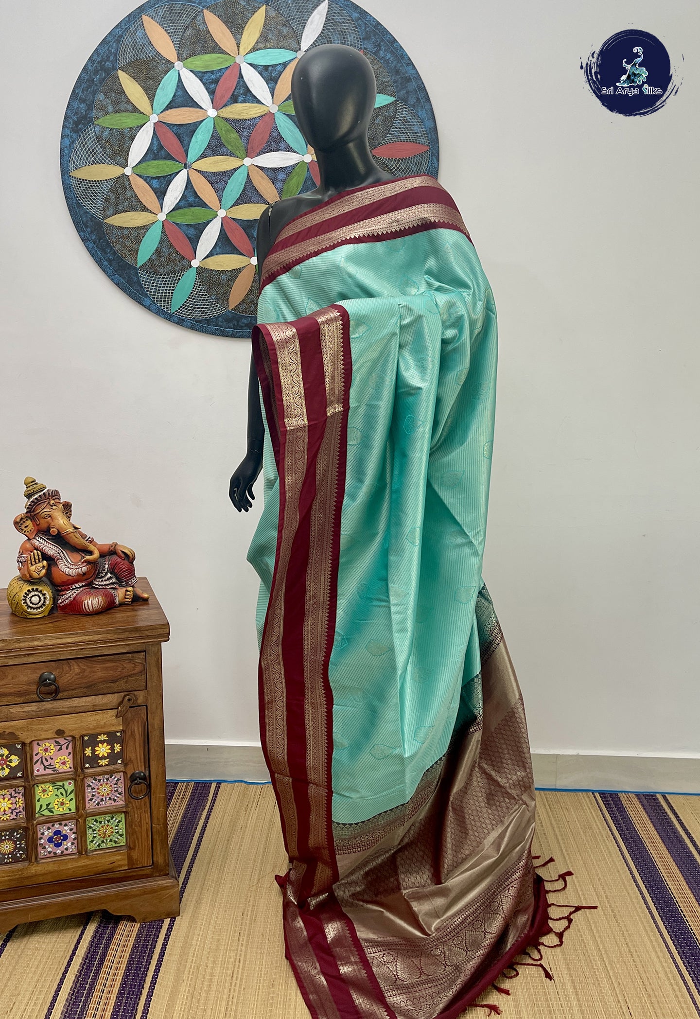 Light Blue Semi Soft Silk Saree With Jacquard Pattern