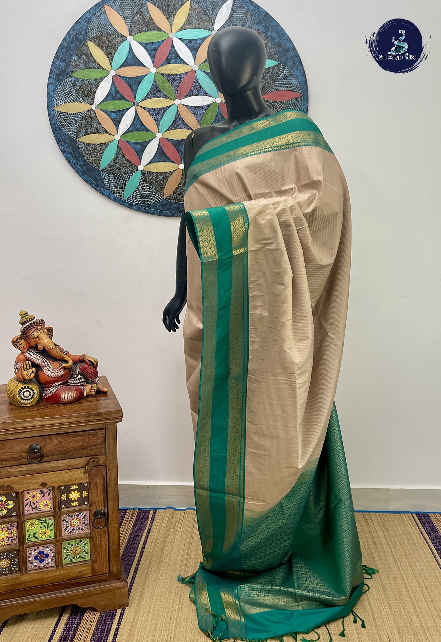 Chikku Shade Semi Soft Silk Saree With Jacquard Pattern