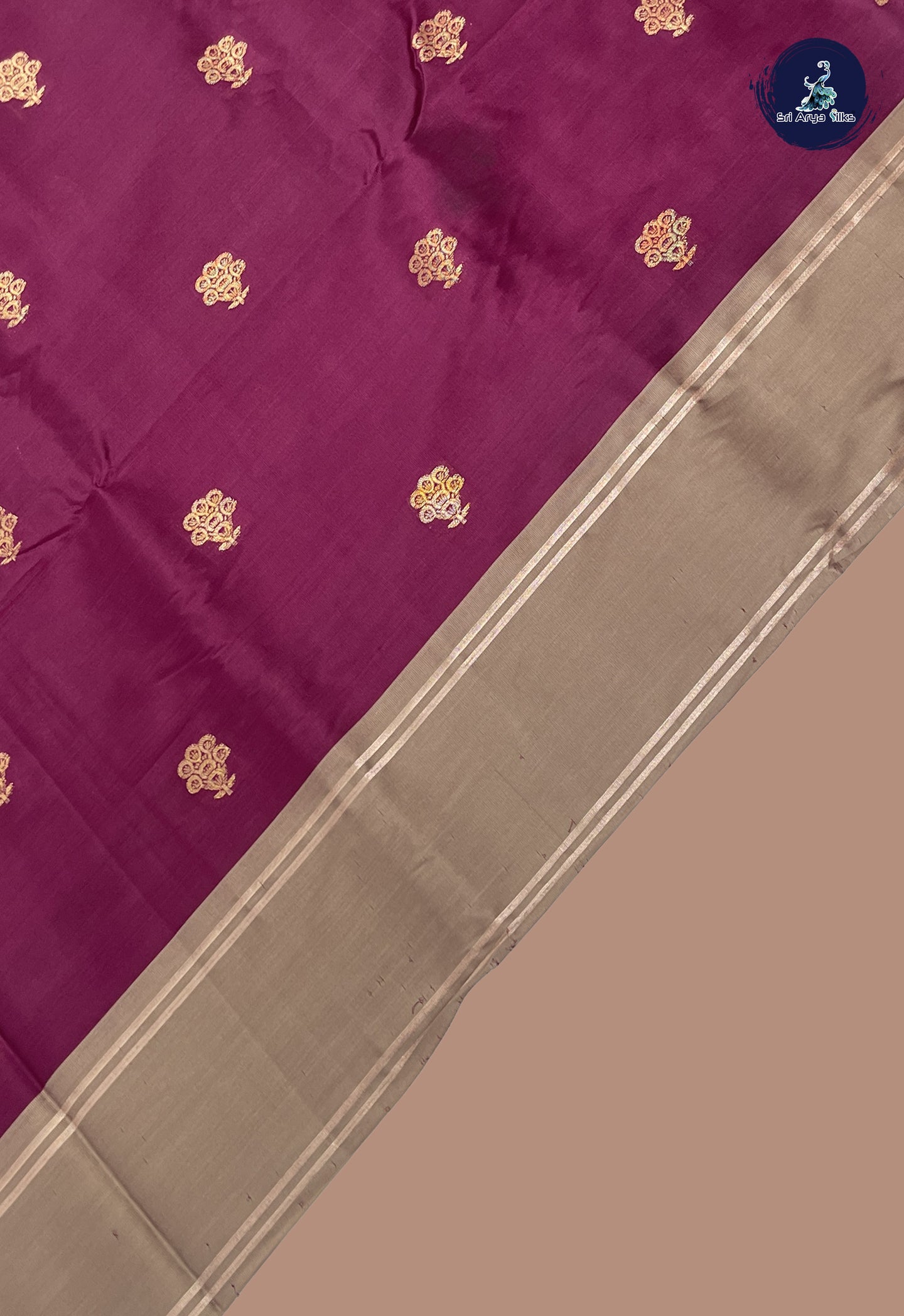 Jamun Semi Silk Saree With Zari Buttas Pattern